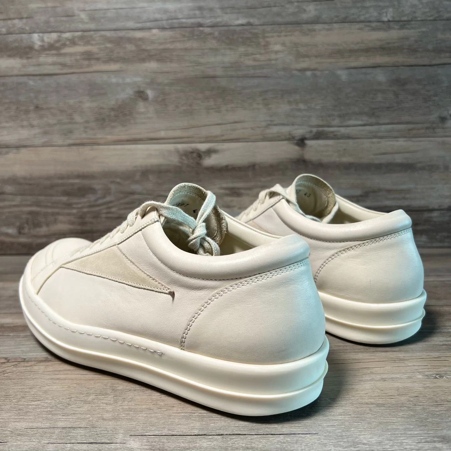 Rick Owens Rick Owens RO Milk White Low Top Leather Sneaker Size US 10 / EU 43 - 4 Thumbnail