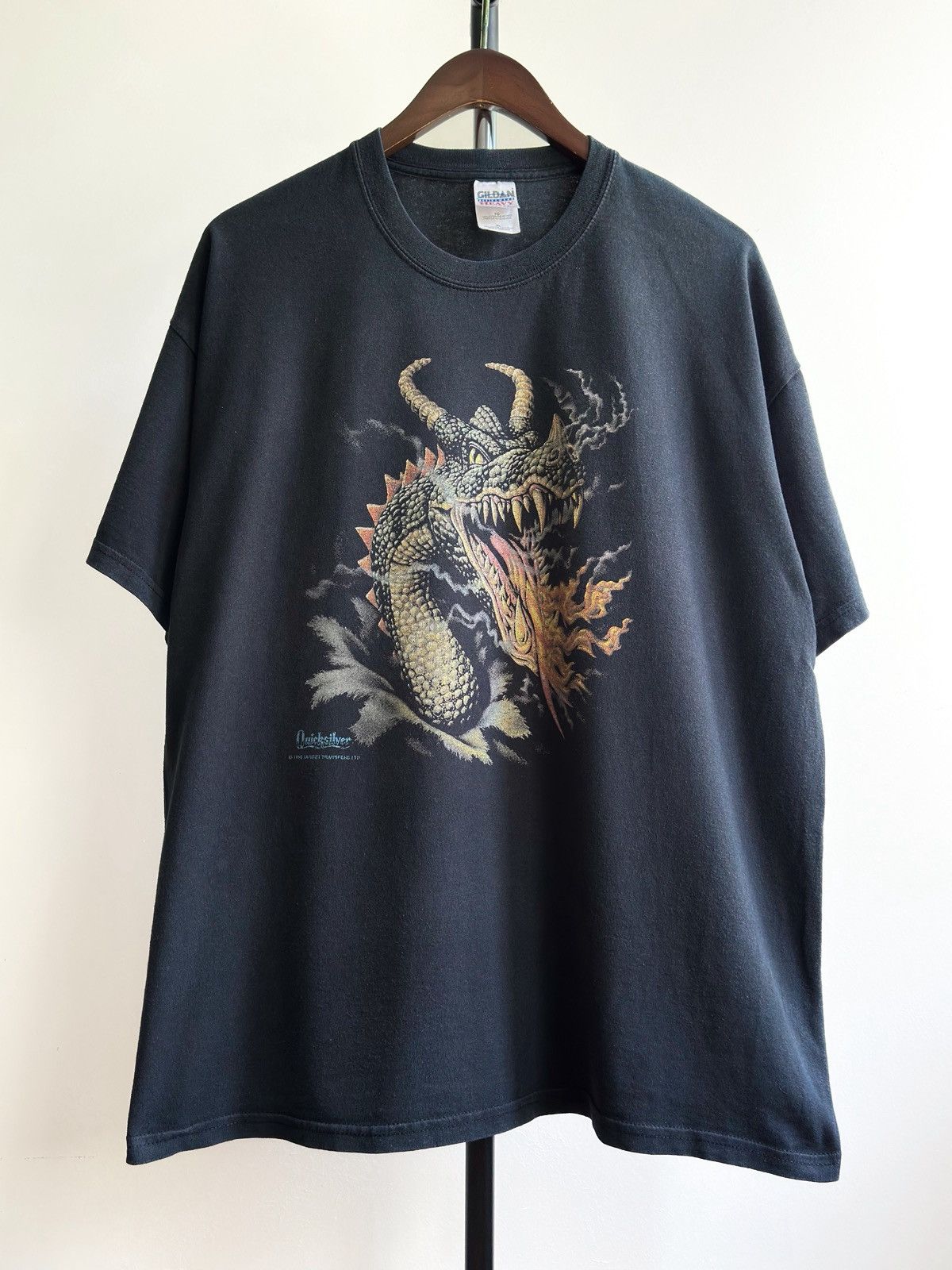 Quicksilver Vintage 1998 Quicksilver Dragon Fire Fantasy Graphic Tee Size US XL / EU 56 / 4 - 1 Thumbnail