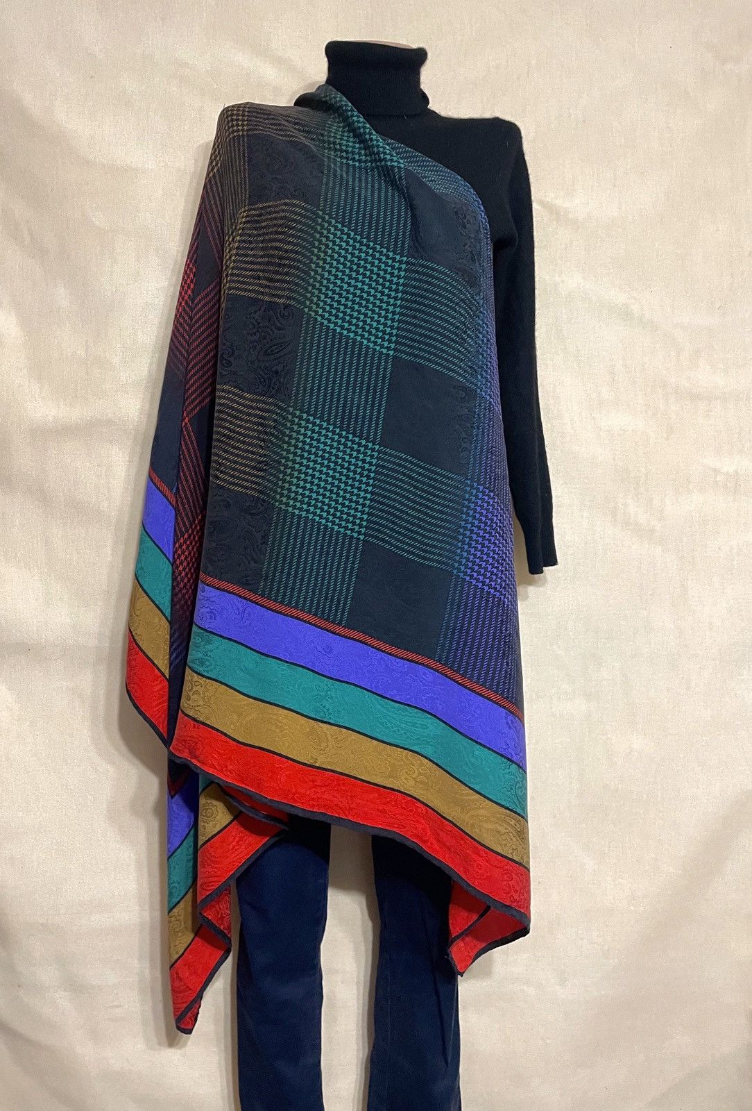 SikSilk × Vintage Carla Ri vintage jacquard large silk scarf / shawl Size ONE SIZE - 2 Thumbnail