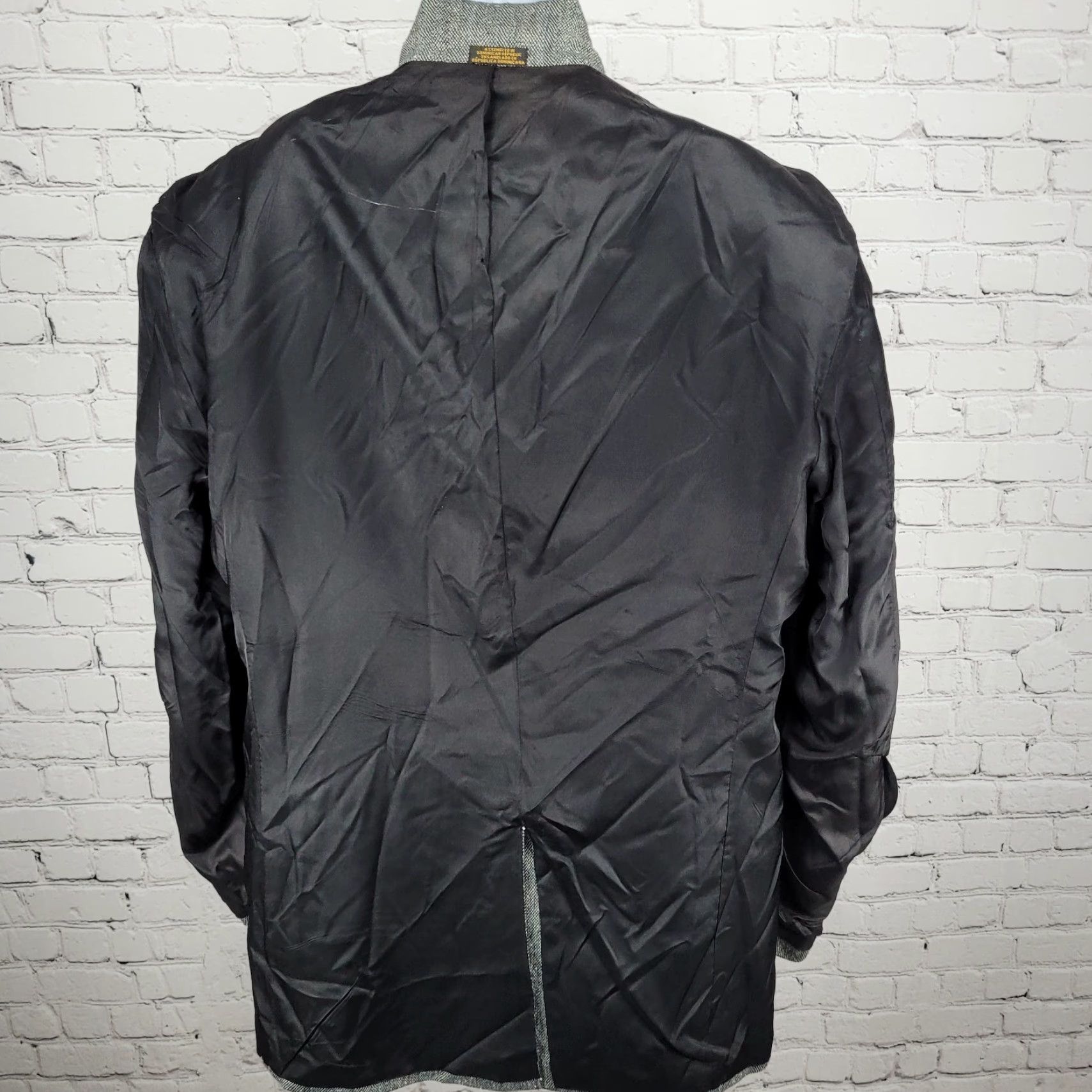 Stafford Stafford Black White Silk Wool Blend 2 Button Notch Blazer Sport Coat 44L Men Size 44R - 7 Thumbnail
