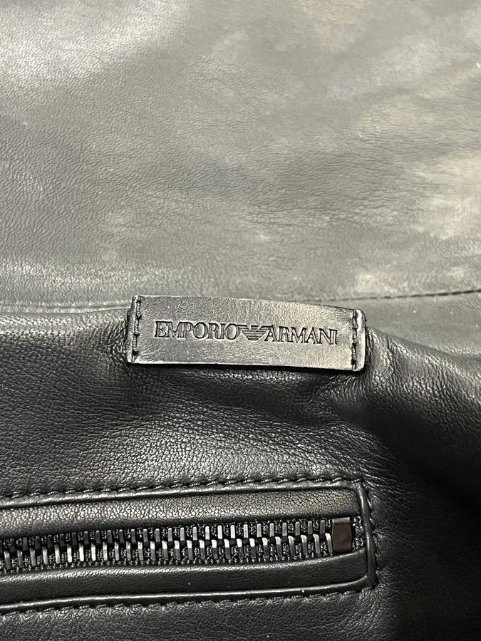 Emporio Armani SS2017 Emporio Armani Biker Padded Black Leather Jacket Size US M / EU 48-50 / 2 - 10 Thumbnail