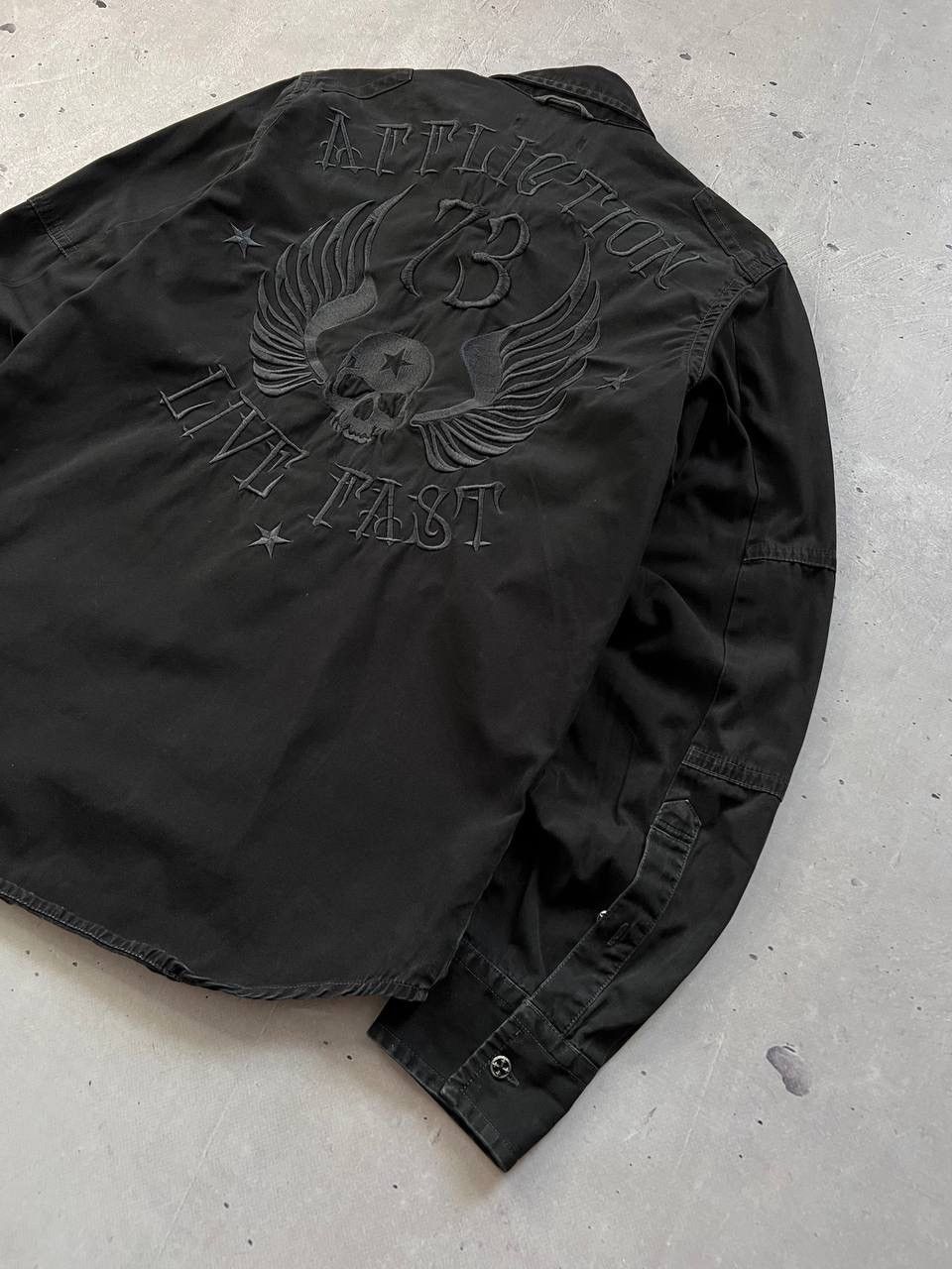 Affliction × Vintage Affliction 73 Live Fast Black Premium Shirt Vintage Y2K Size US S / EU 44-46 / 1 - 6 Thumbnail