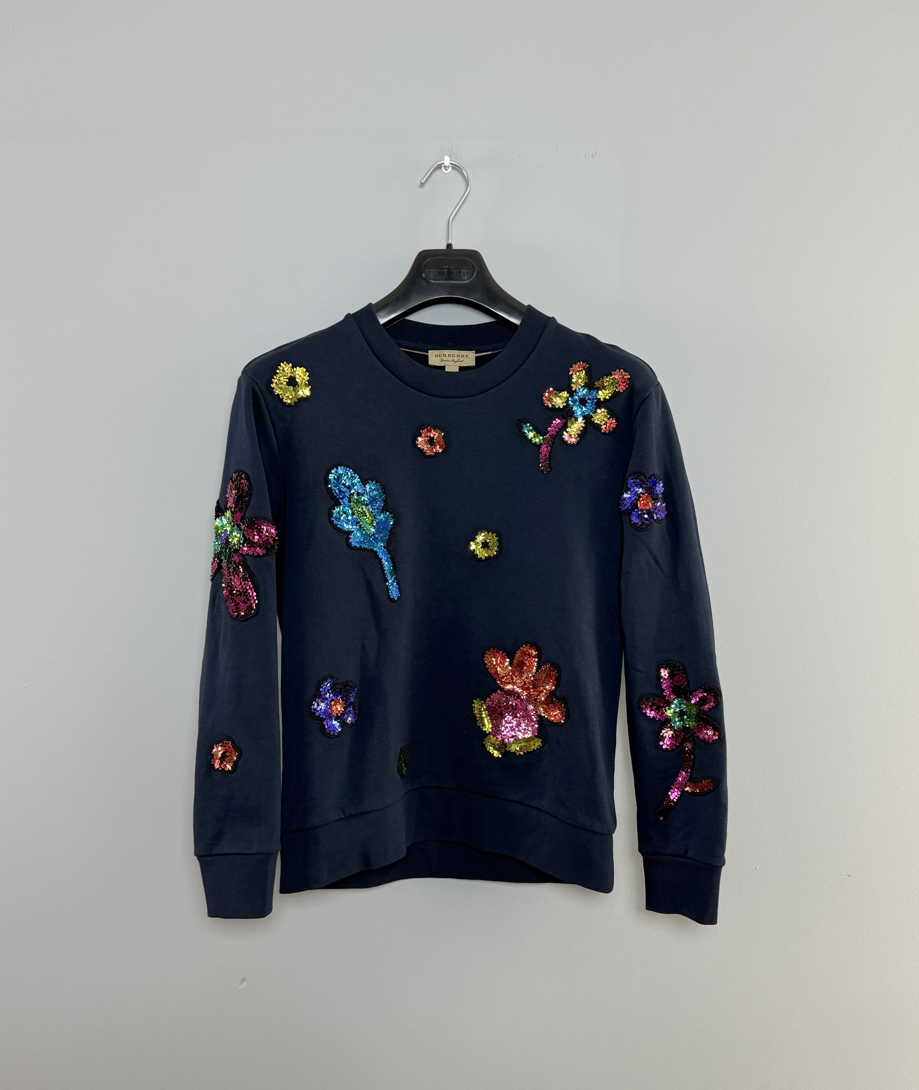Burberry Burberry Floral Sweatshirt Sequin Embellished Navy Size XS Size XS / US 0-2 / IT 36-38 - 1 Thumbnail