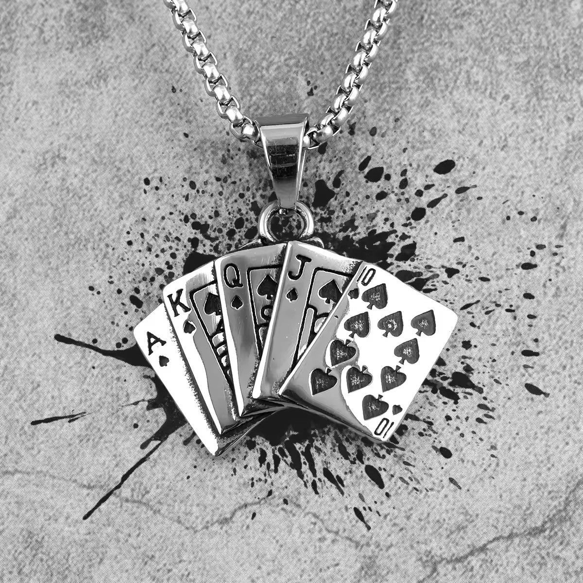 Jewelry Flush Poker Cards Necklace Size ONE SIZE - 3 Thumbnail