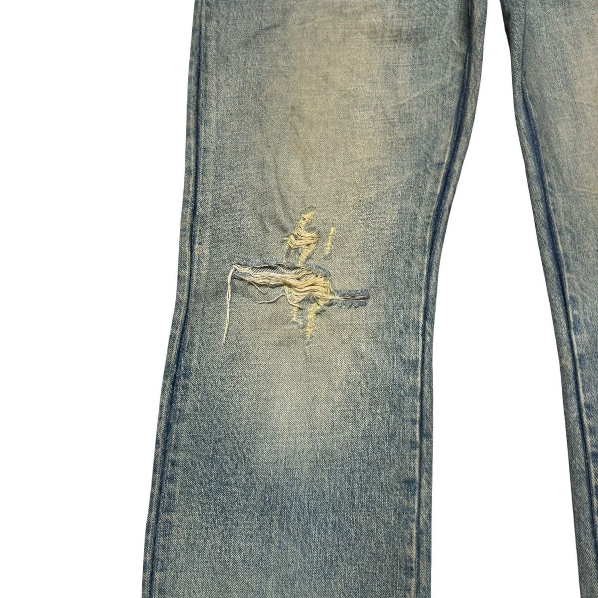 Japanese Brand Rico Mudwash Denim Flare Jeans Distressed Size US 33 - 6 Thumbnail