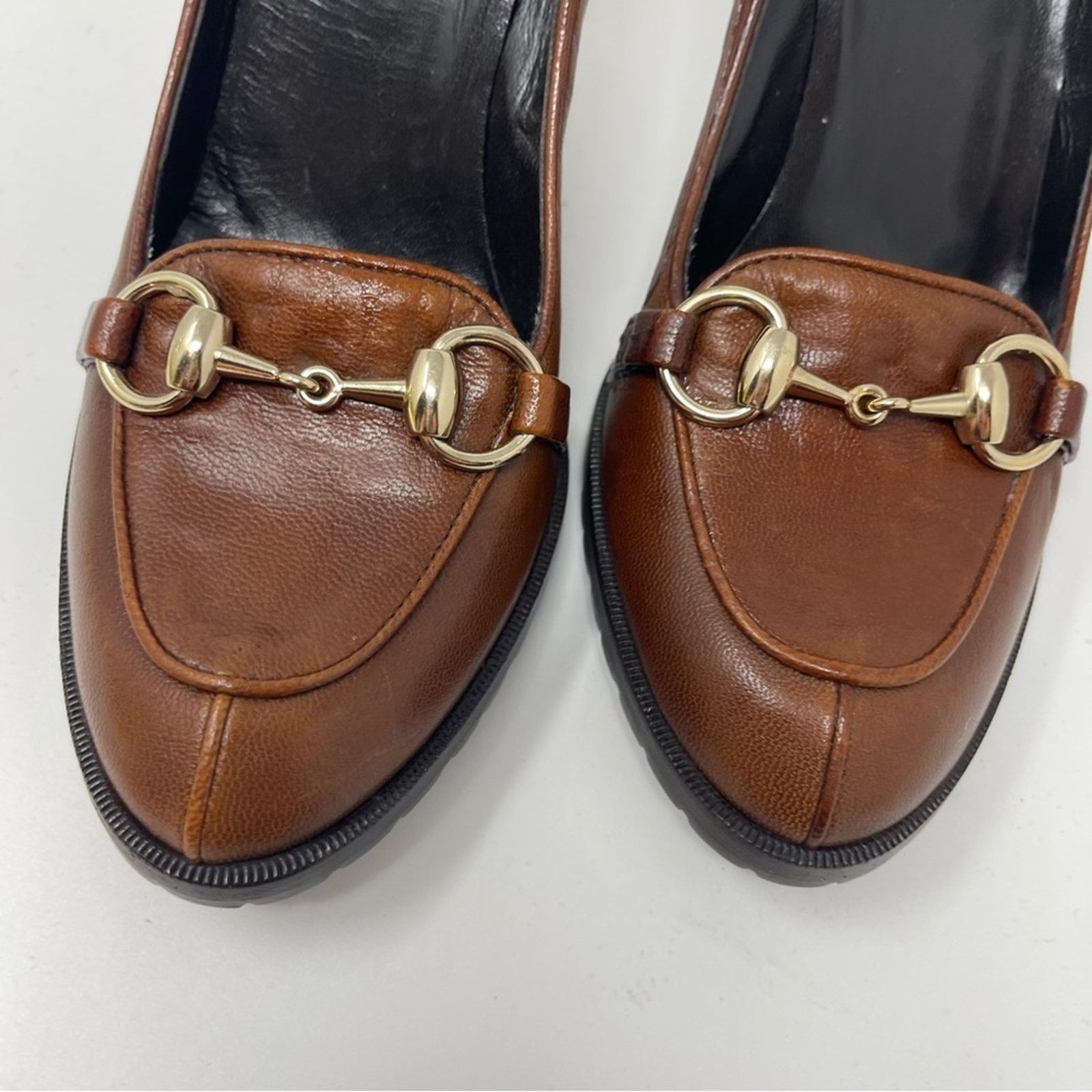 Gucci Gucci Brown Leather Horsebit Pumps Heels sz 7 Size US 7 / IT 37 - 7 Thumbnail