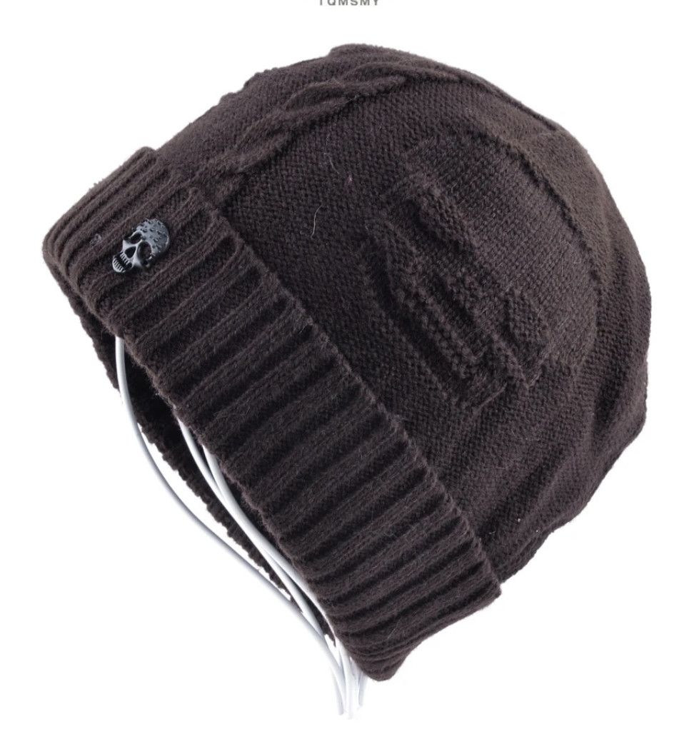 Japanese Brand Brown Color Skull Beannie Hat Y2K Fall Size ONE SIZE - 1 Preview