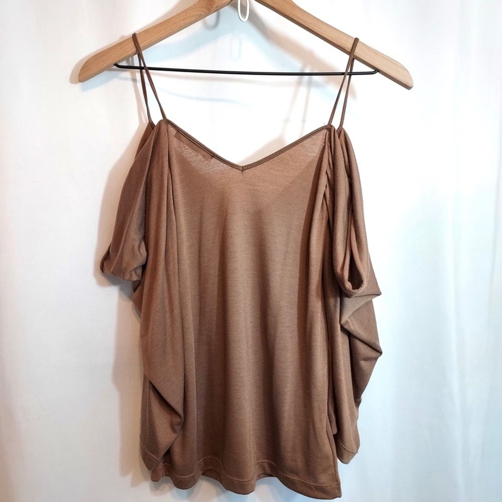 H&M H&M Clothes Neutral Brown Off Shoulder Draped Blouse Top Size M / US 6-8 / IT 42-44 - 9 Thumbnail