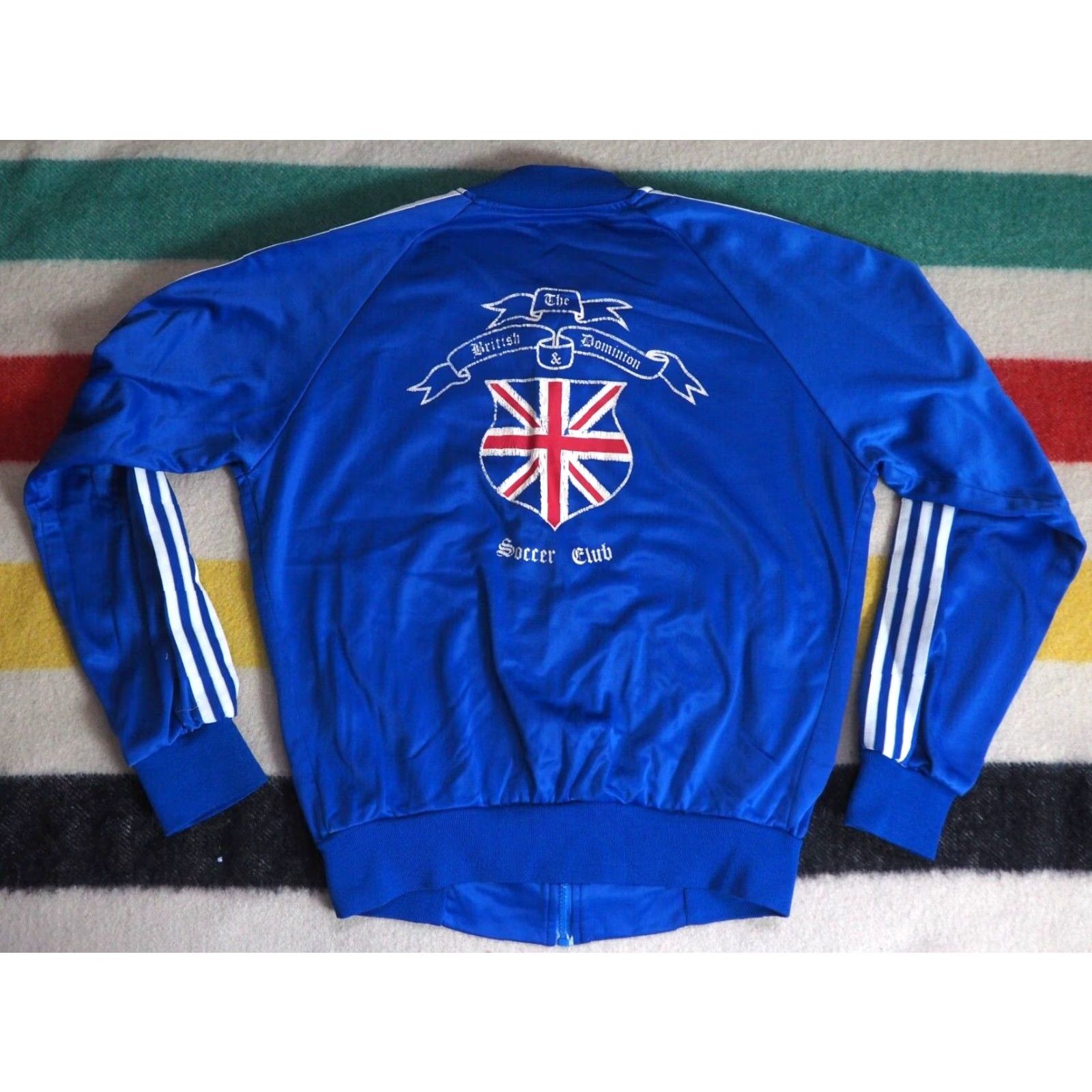 Vintage VTG 80s British Dominion Soccer Club Union Jack Blue Zip Track Jacket Mens M Size US M / EU 48-50 / 2 - 2 Thumbnail