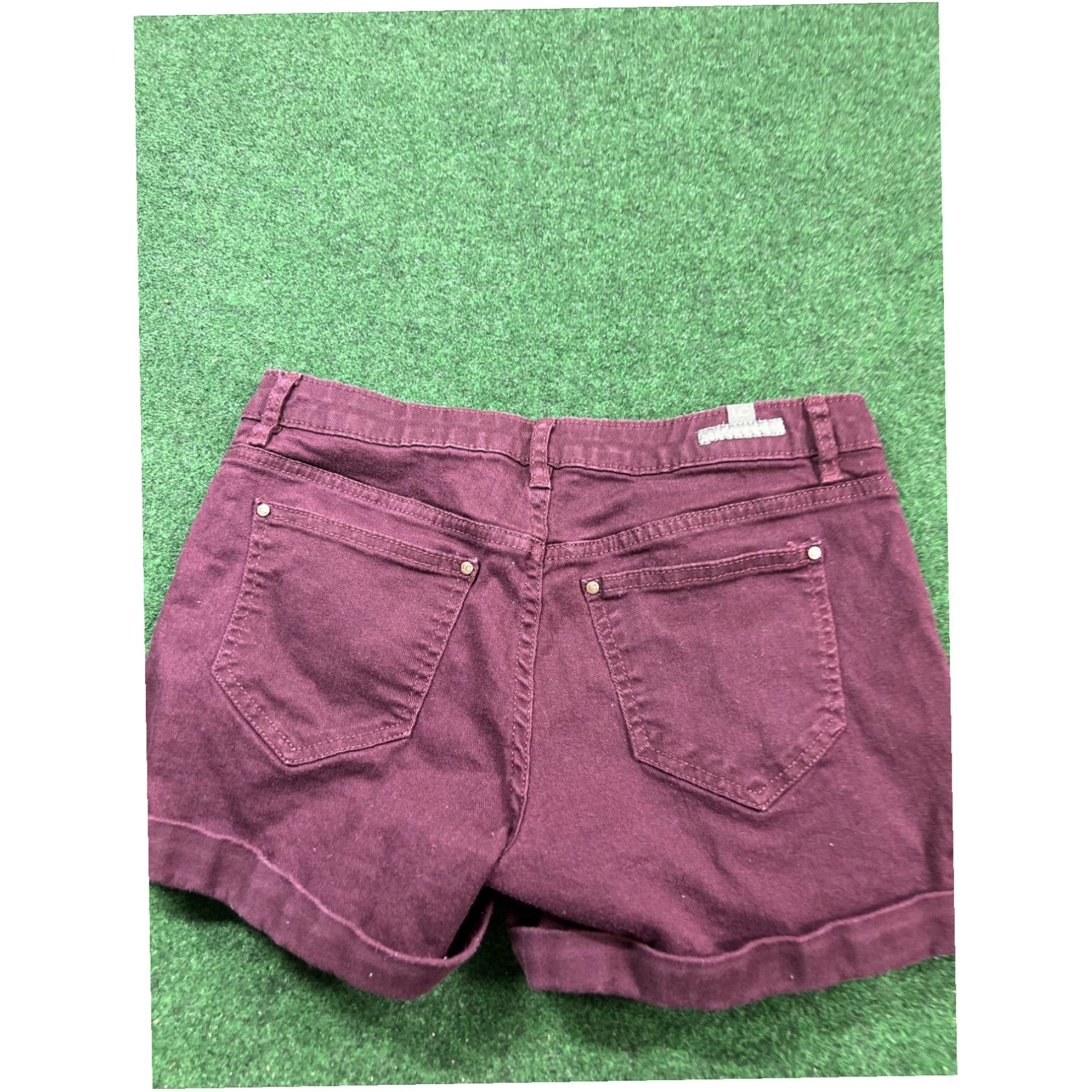 Vintage LC Lauren Conrad Women's Jean Shorts Red Cuffed Size 4 Size 32" / US 10 / IT 46 - 6 Thumbnail