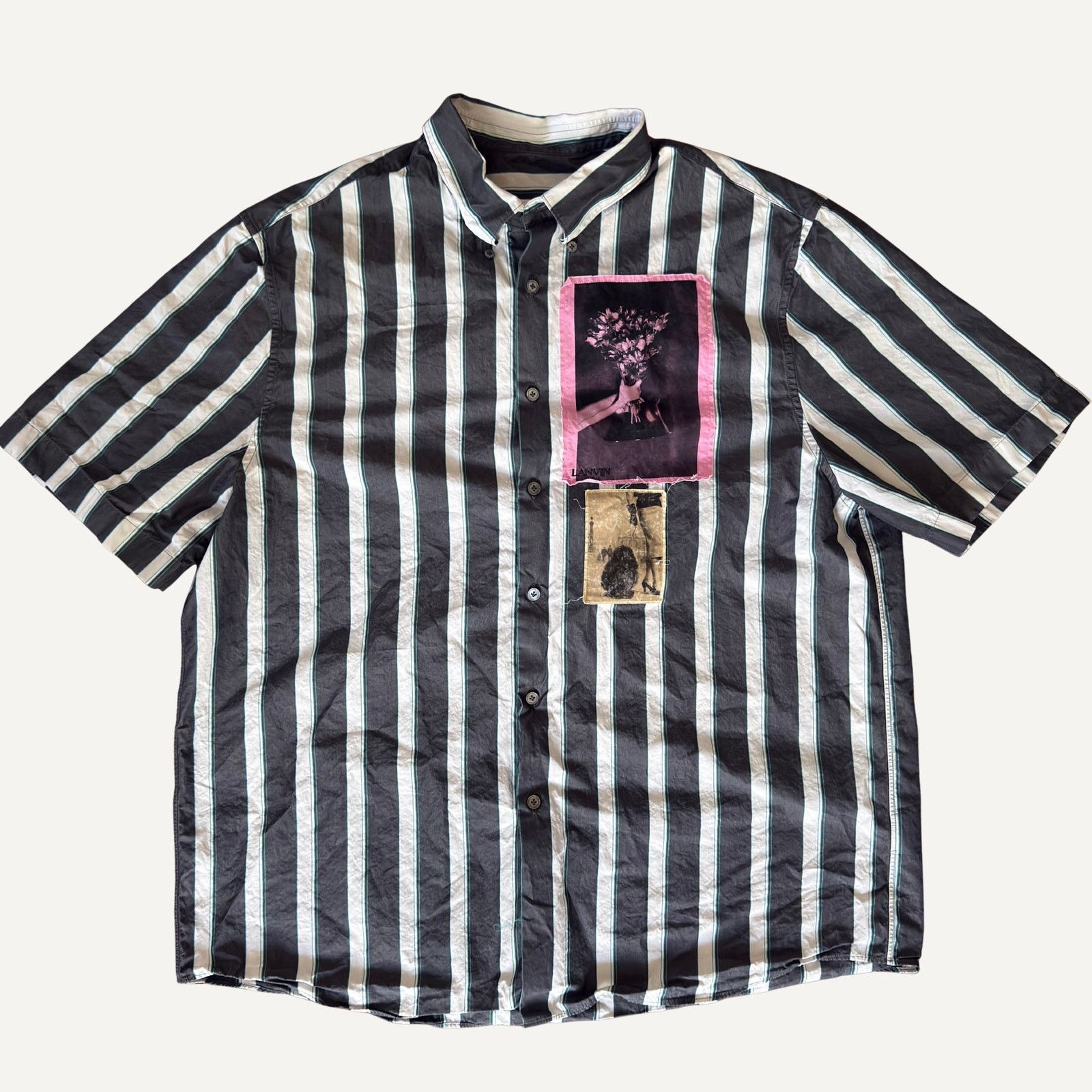 Lanvin Size S - Lanvin Men's Stripe-Pattern Patched Button Up Shirt Size US S / EU 44-46 / 1 - 1 Thumbnail