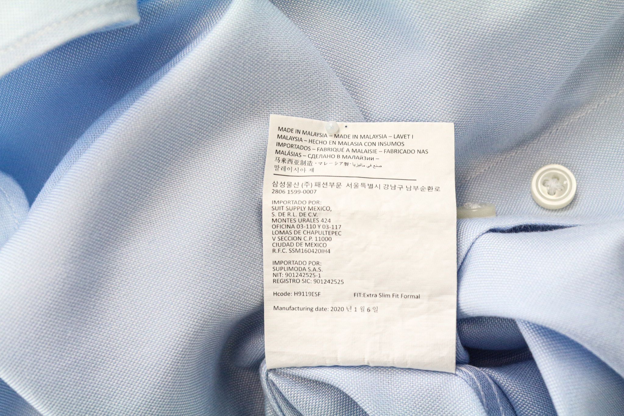 Suitsupply TRAVELLER 40-7/15 3/4L Extra Slim Blue Cotton Shirt 79355 Size 40R - 7 Thumbnail