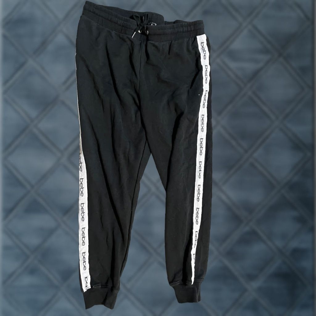 Bebe VINTAGE BEBE SPORT Pants Jogger Women's XL Black Cotton Blend Glitter Logo 90s Sports Mens/Womens Size 40" / US 18 - 1 Thumbnail