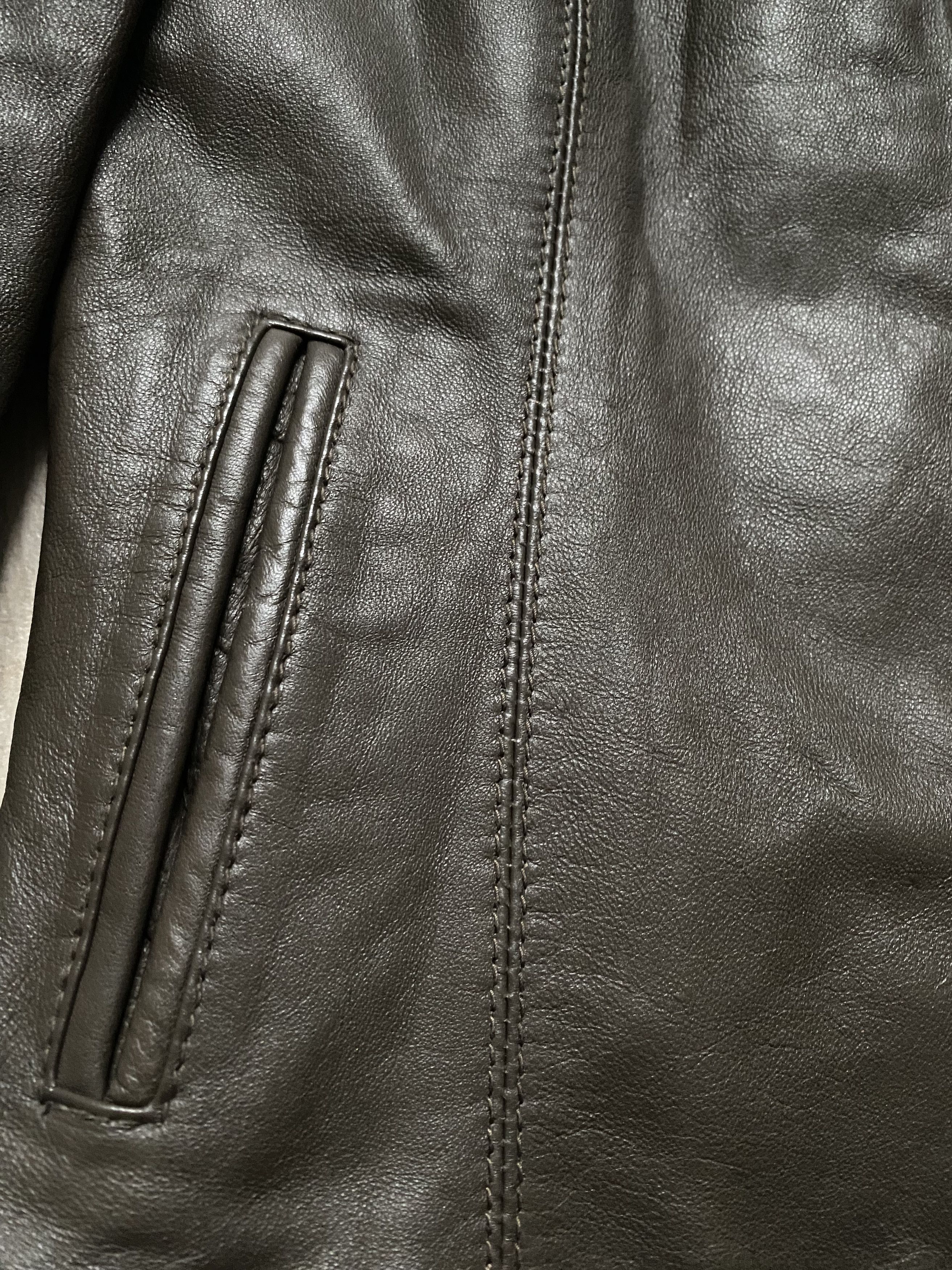 Vintage Leather Biker Jacket by HEMA – Olive Brown Size S / US 4 / IT 40 - 2 Thumbnail
