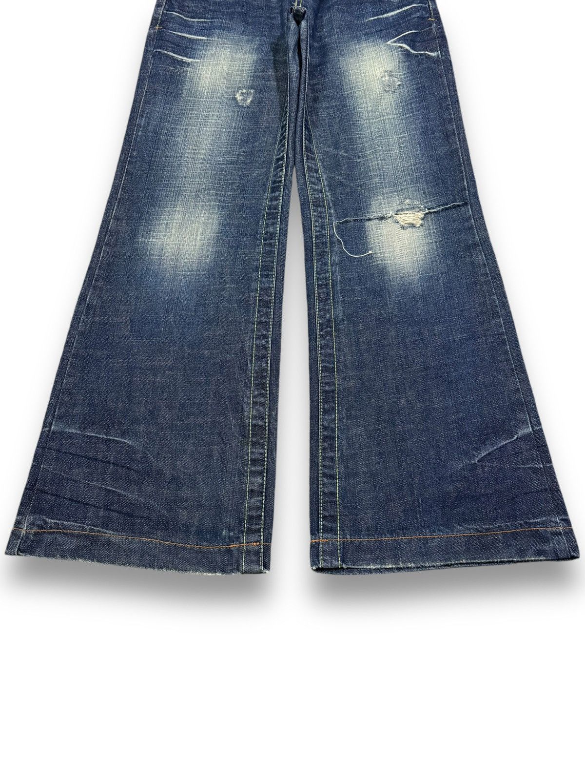 Vintage Japanese Brand Flare Wide Leg Distressed Punk Jeans