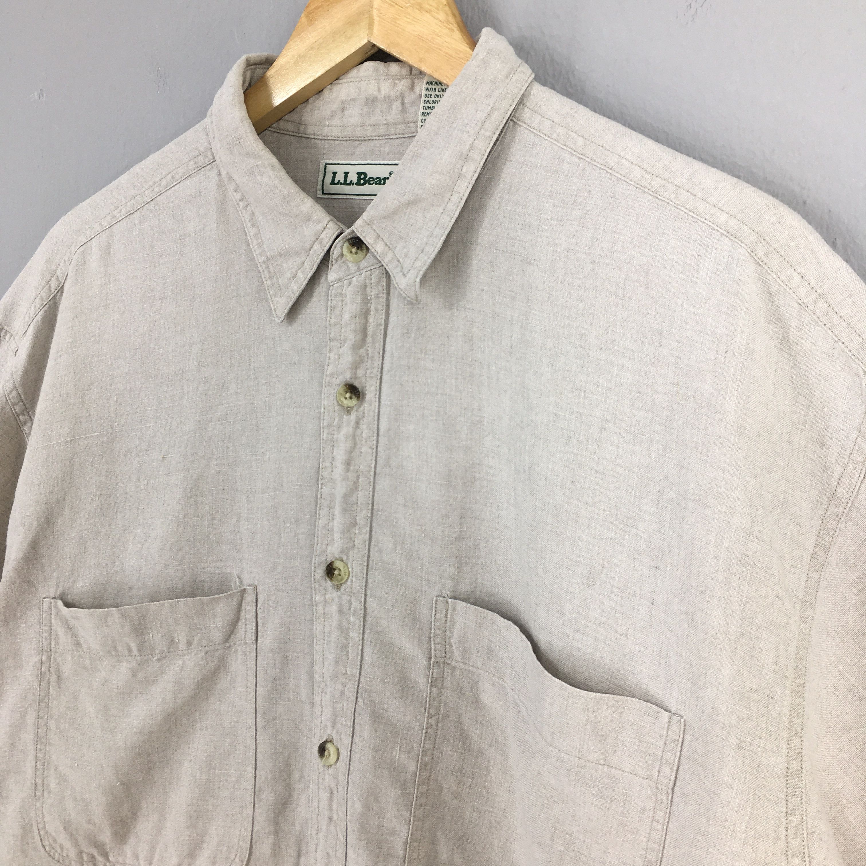 L.L. Bean Vintage 90's LL Bean Plain Linen Oxfords Button Shirt Large Size US L / EU 52-54 / 3 - 3 Thumbnail