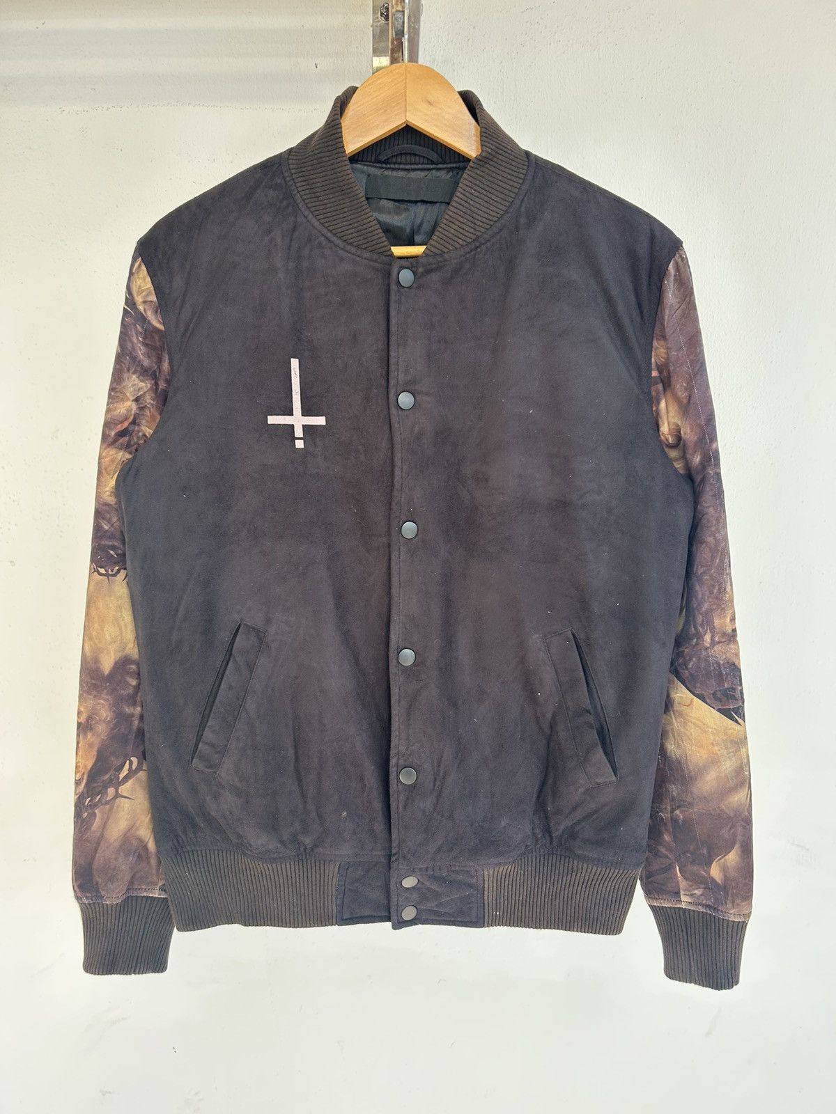 Japanese Brand Black Sovle Sleeve Overprint Bomber Jacket Size US L / EU 52-54 / 3 - 1 Thumbnail