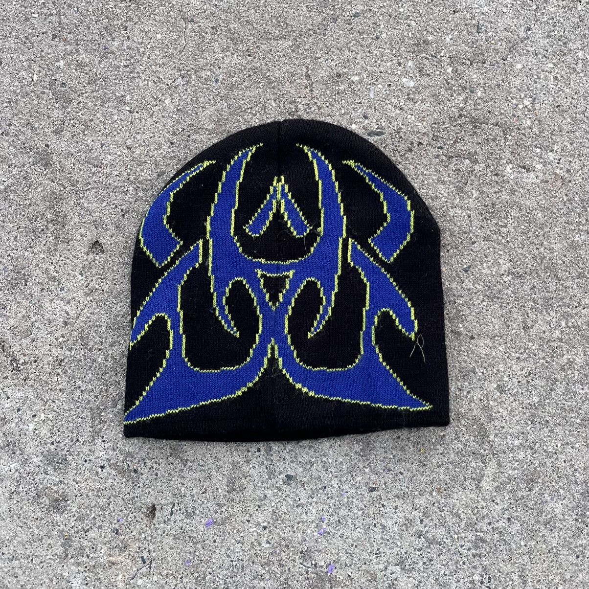 JNCO × Vintage CYBER BEANIE SIGIL STYLE FLAMES SKATERWEAR RARE ACRYLIC HAT Size ONE SIZE - 3 Thumbnail