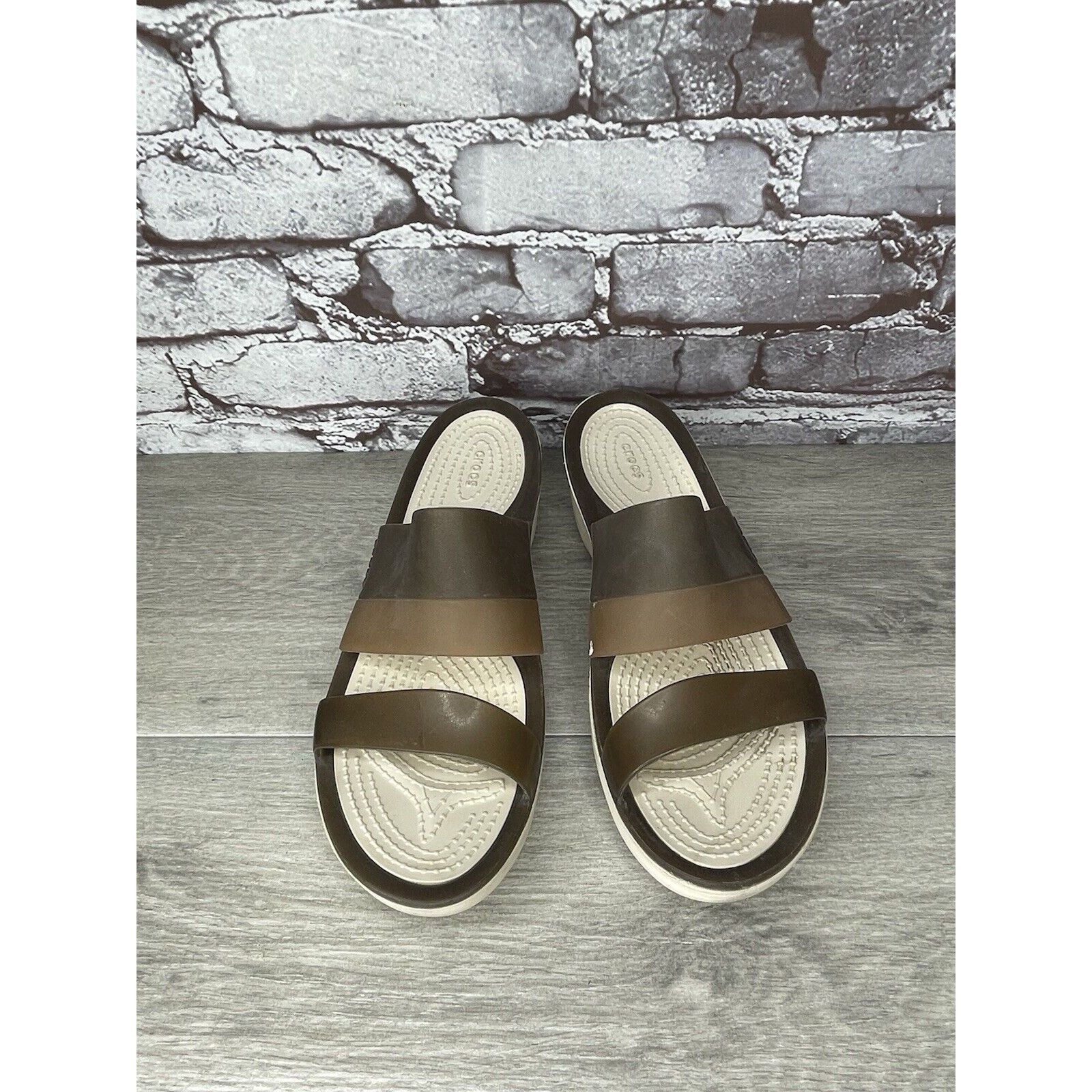 Crocs CROCS CIABATTA 200031 COLORBLOCK BROWN TAN SLIP ON WEDGE SA Size US 9 / IT 39 - 17 Thumbnail