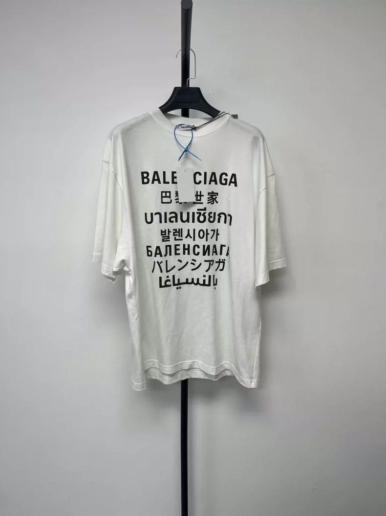 Balenciaga Letter Printed Round Neck Pullover Short Sleeve