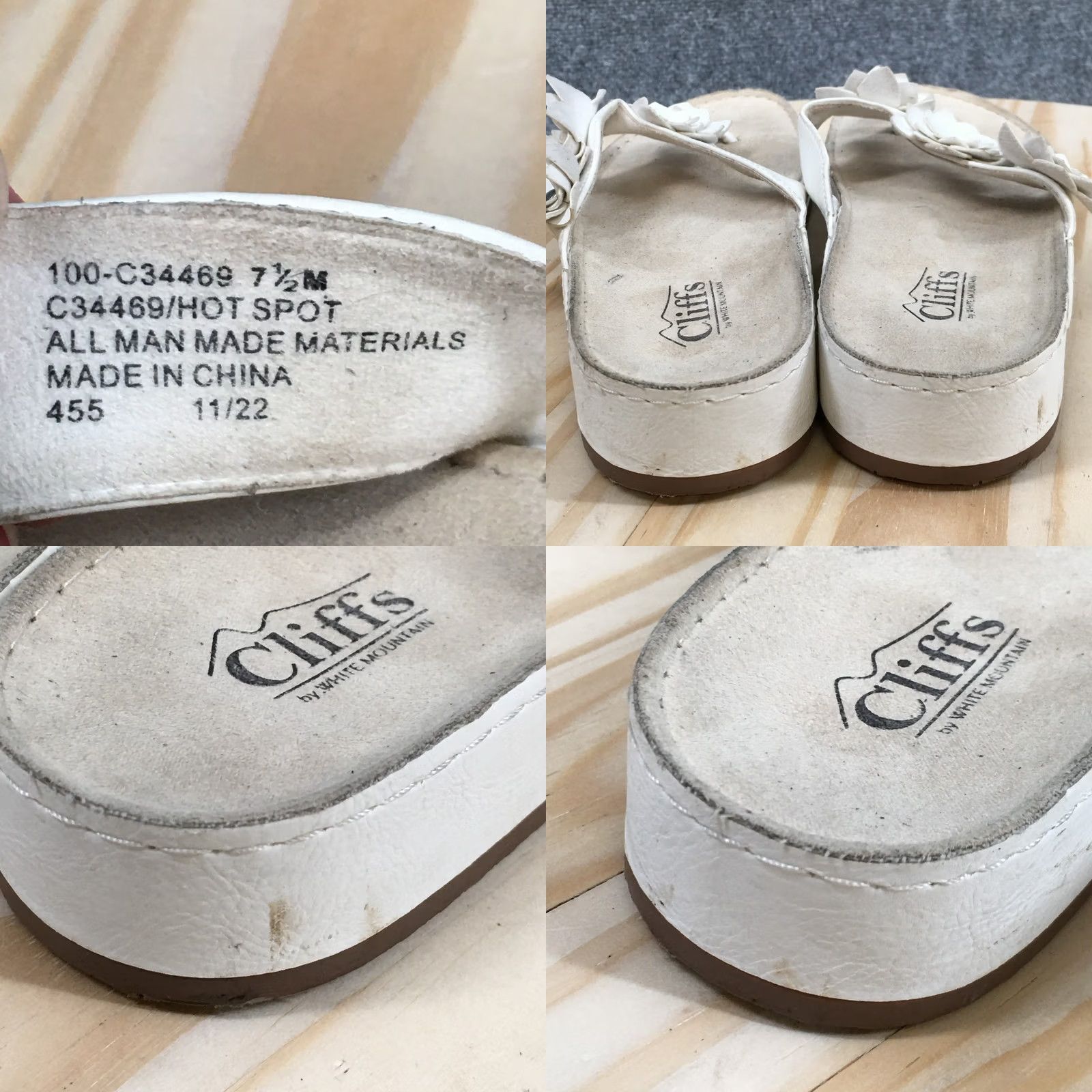 Vintage Cliffs by White Mountain Sandals Womens 7.5 M Hot Spot White Faux Leather Wedge Sandal Size US 8 / IT 38 - 9 Thumbnail