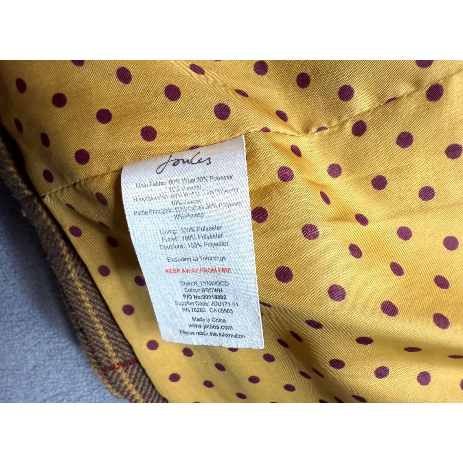 Vintage Joules Blazer Jacket Wool blend brown mens M Size 40R - 6 Thumbnail