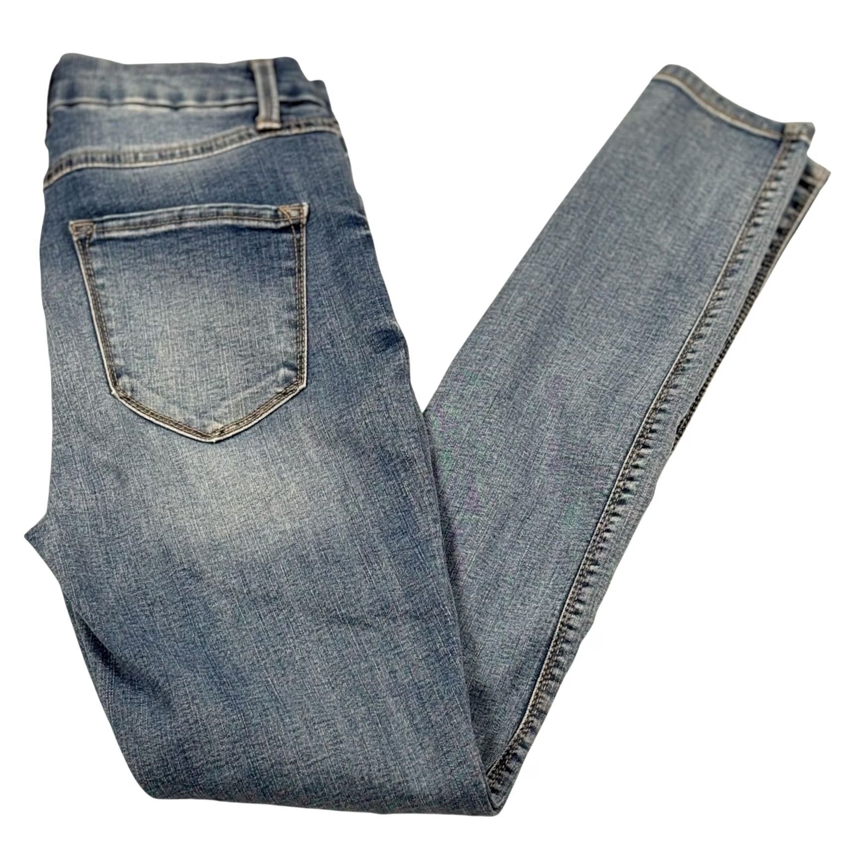 Vintage Rewash Monroe Jeans 5 Medium Wash Skinny Distressed Real Curve Stretch Denim Size 27" / US 4 / IT 40 - 2 Thumbnail