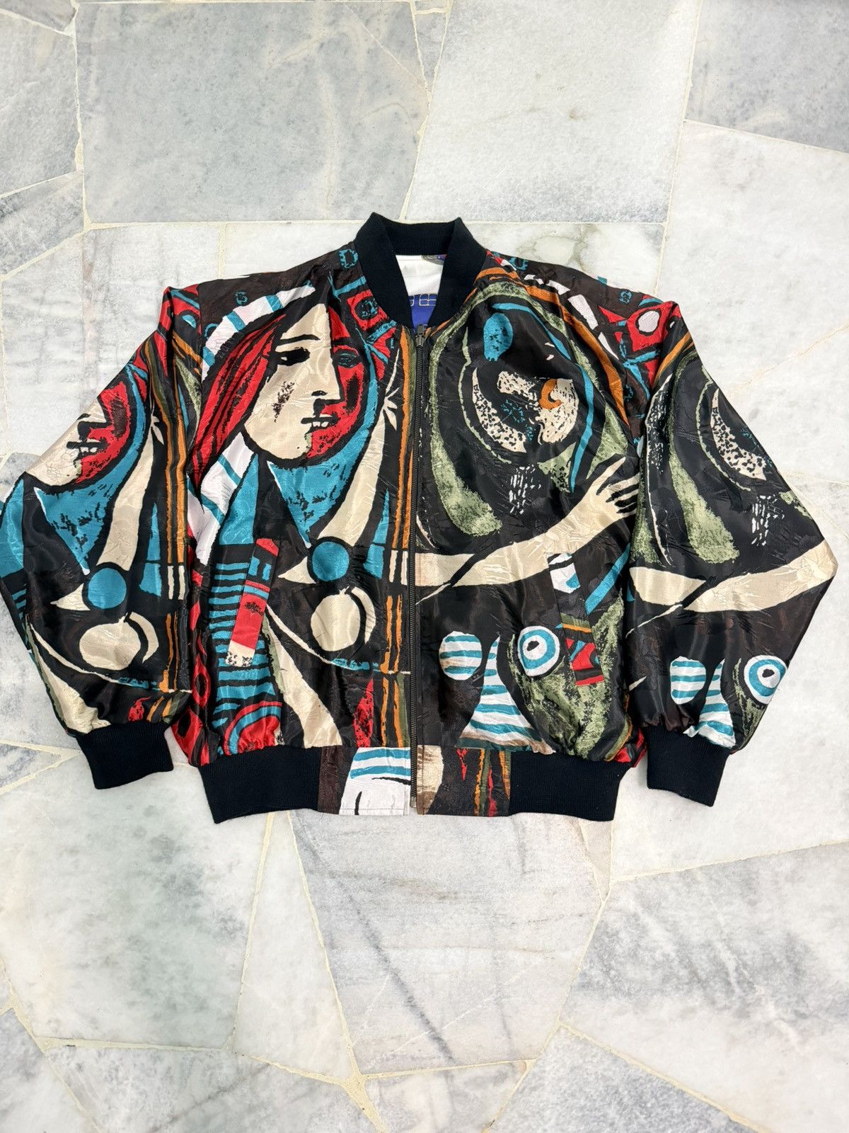 Vintage Rare Vintage 80s 90s Abstract Art Bomber Jacket Size US L / EU 52-54 / 3 - 1 Thumbnail