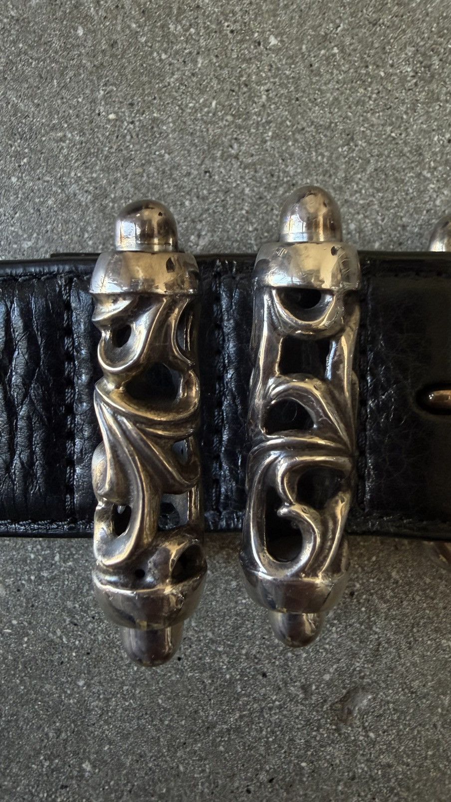 Chrome Hearts RARE! Chrome Hearts Black Leather Roller Belt Size 36 - 5 Thumbnail