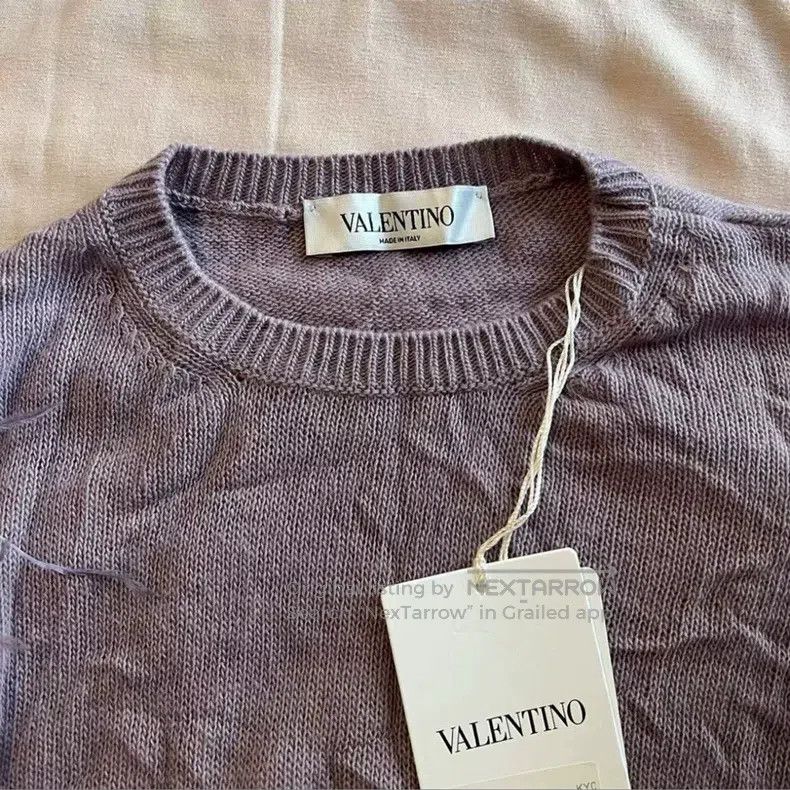 Valentino Valentino Lilac ostrich fur panelled loose wool sweater Size S / US 4 / IT 40 - 5 Thumbnail