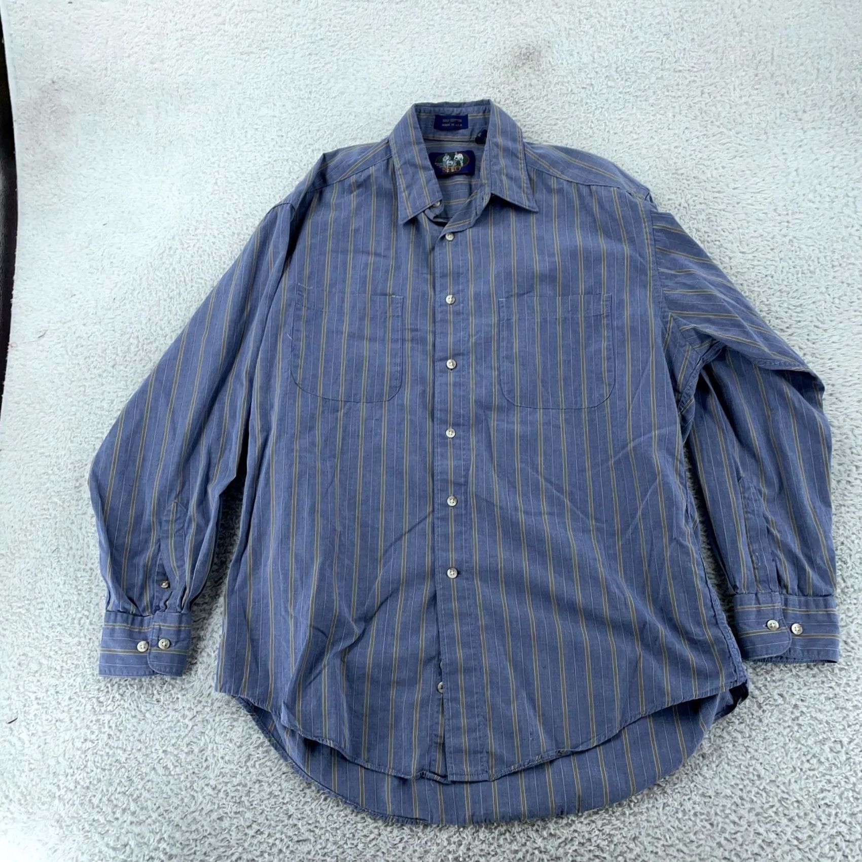 Vintage Vintage Sero Shirt Mens XL Blue Striped Regular Fit Button Up USA Size US XL / EU 56 / 4 - 2 Thumbnail