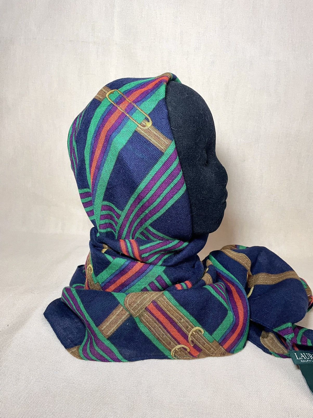 Lauren Ralph Lauren × Ralph Lauren Lauren Ralph Lauren chains navy wool scarf Size ONE SIZE - 10 Thumbnail