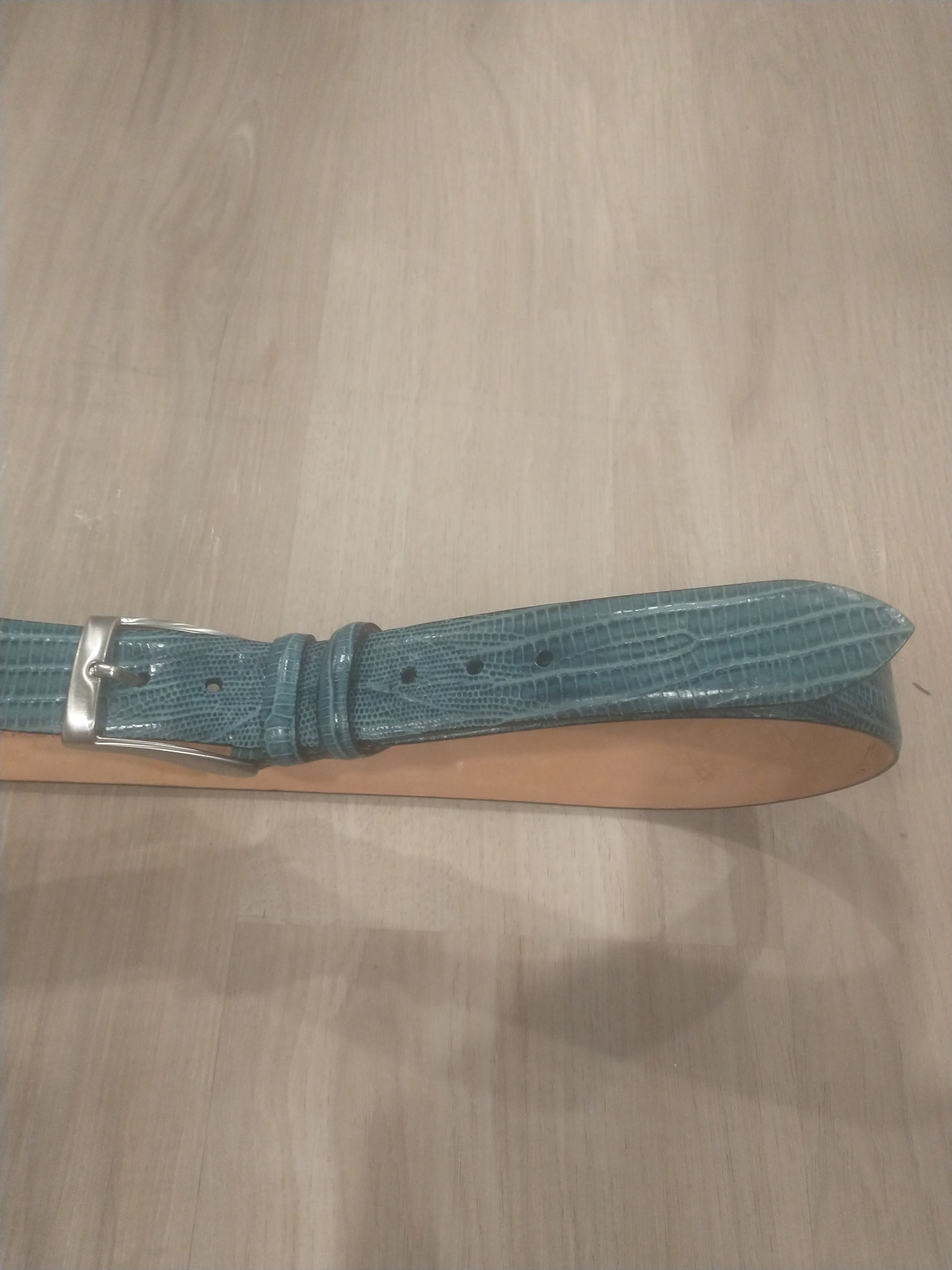 Paolo Gucci Very hard to find leather men's belt blue black snakeskin Size 40 - 2 Thumbnail