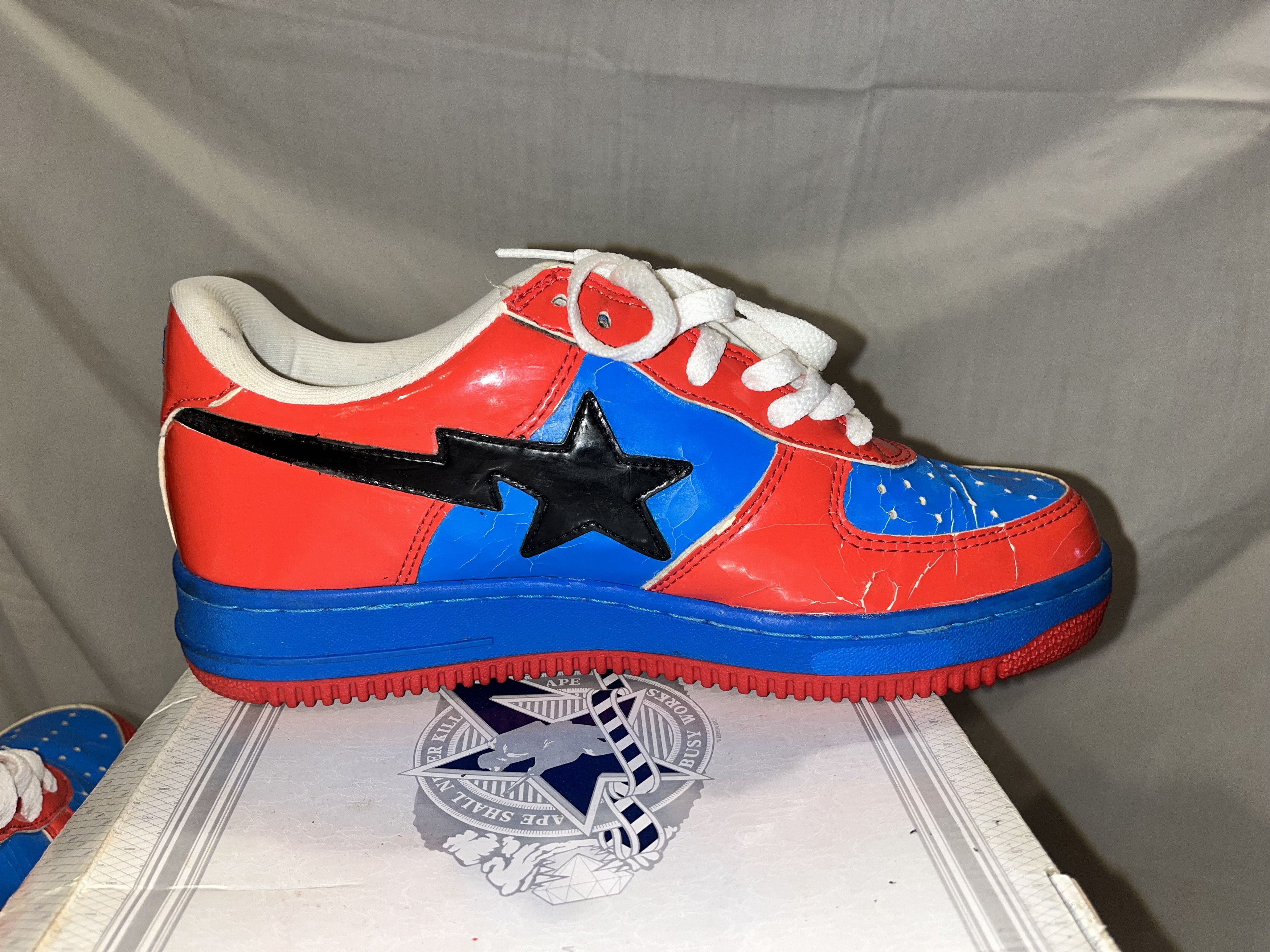Bape Marvel x A Bathing Ape Spiderman Red/ Blue Bapesta Nigo Size US 8 / EU 41 - 8 Thumbnail