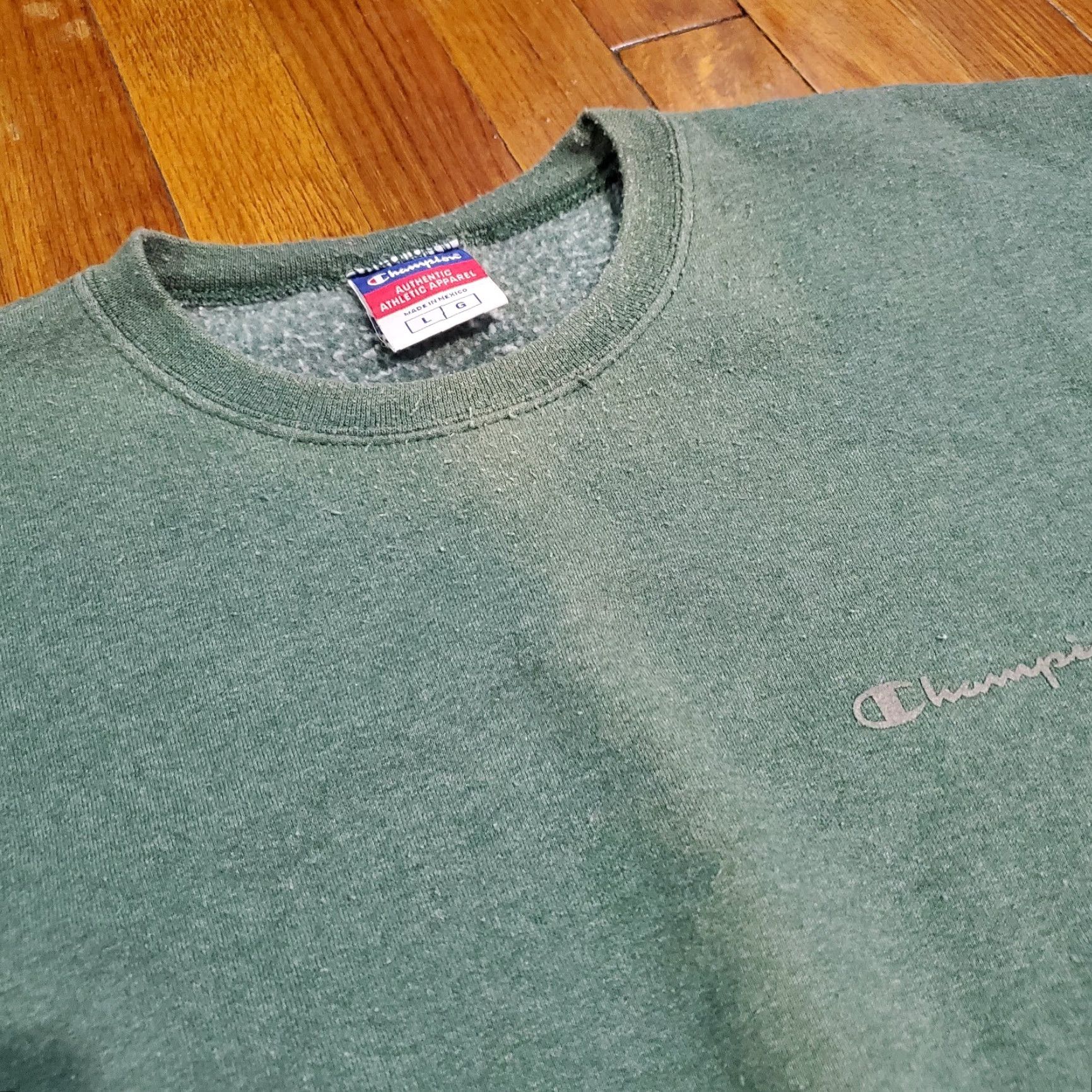 Champion VINTAGE Champion Sweatshirt Men Large Green Logo Crew Neck Fleece Cotton Polyester Sweater Pullover Sports All Seasons Size US L / EU 52-54 / 3 - 5 Thumbnail