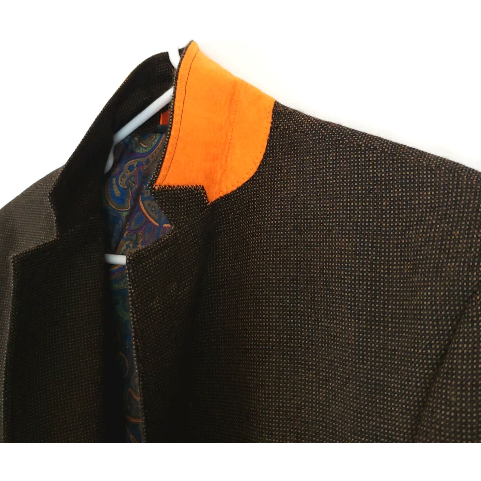 Tallia VINTAGE Tallia Brown Wool Blazer Men 44L Single-Breasted Suit Coat Office Business Size 44R - 3 Thumbnail