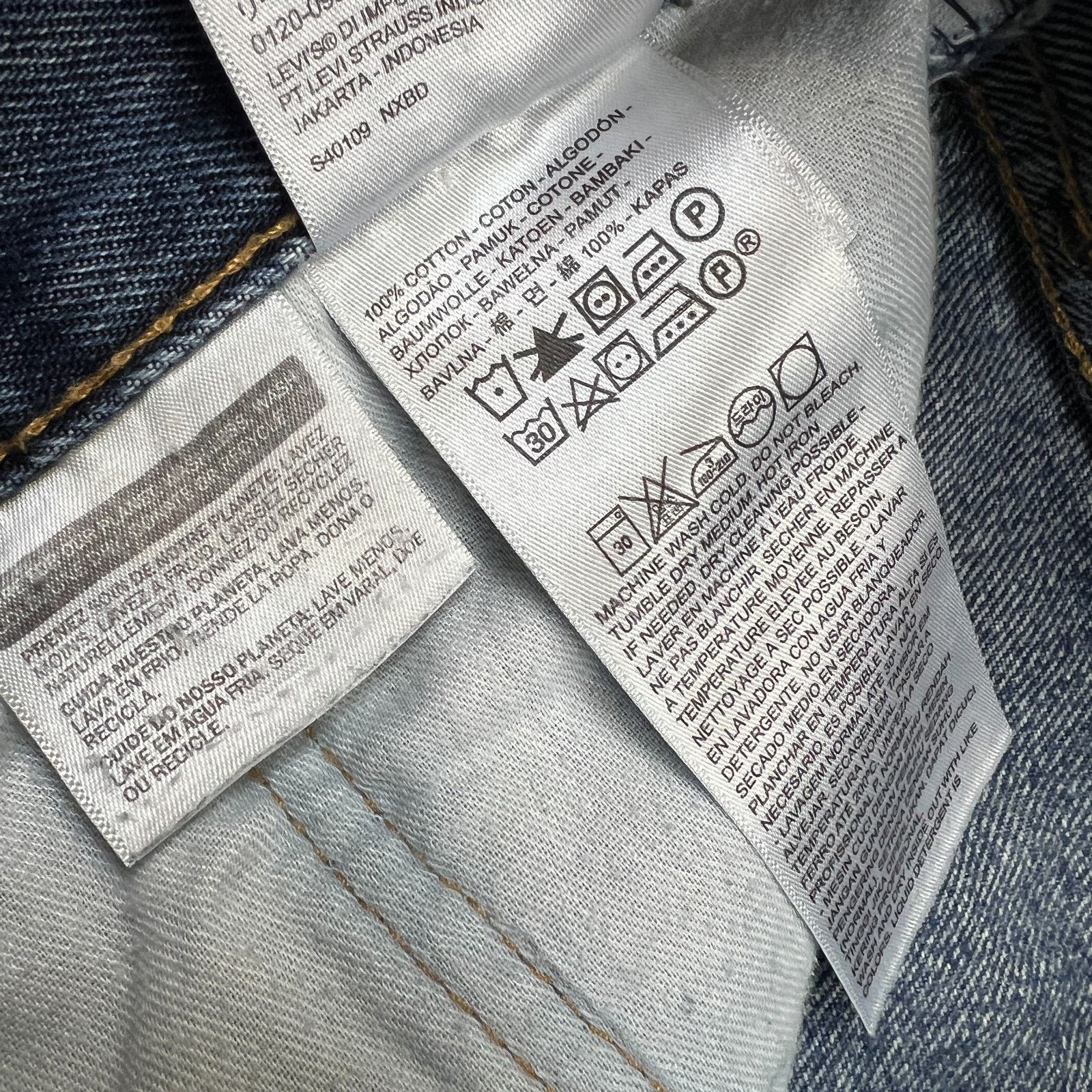 Levi's Levi's 505 Jeans 34x30 Blue Regular Straight Leg Distress Size US 34 / EU 50 - 11 Thumbnail