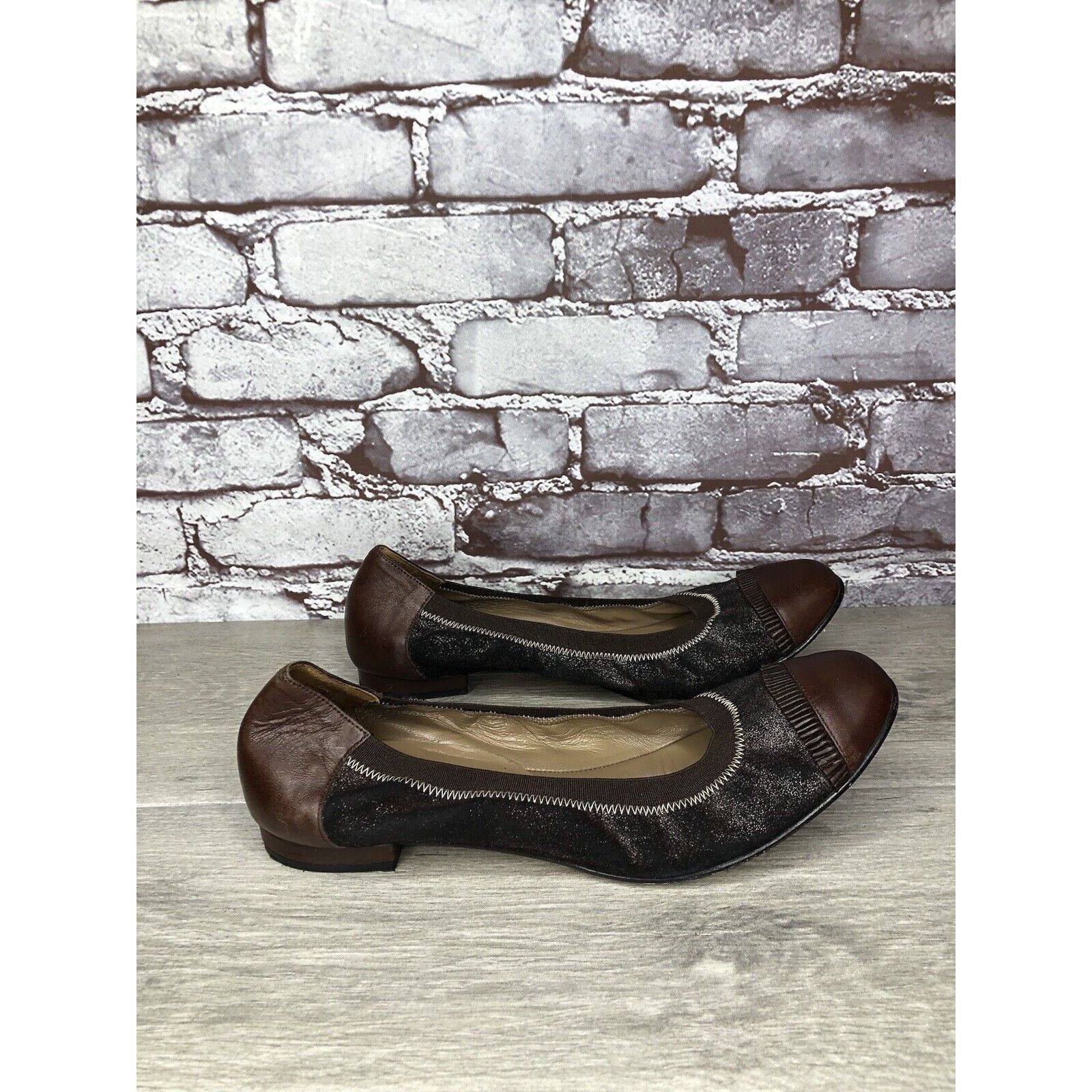 Other Anyi Lu Cate Brown Metallic Flecked Suede Leather Cap Toe Ba Size US 10 / IT 40 - 3 Thumbnail