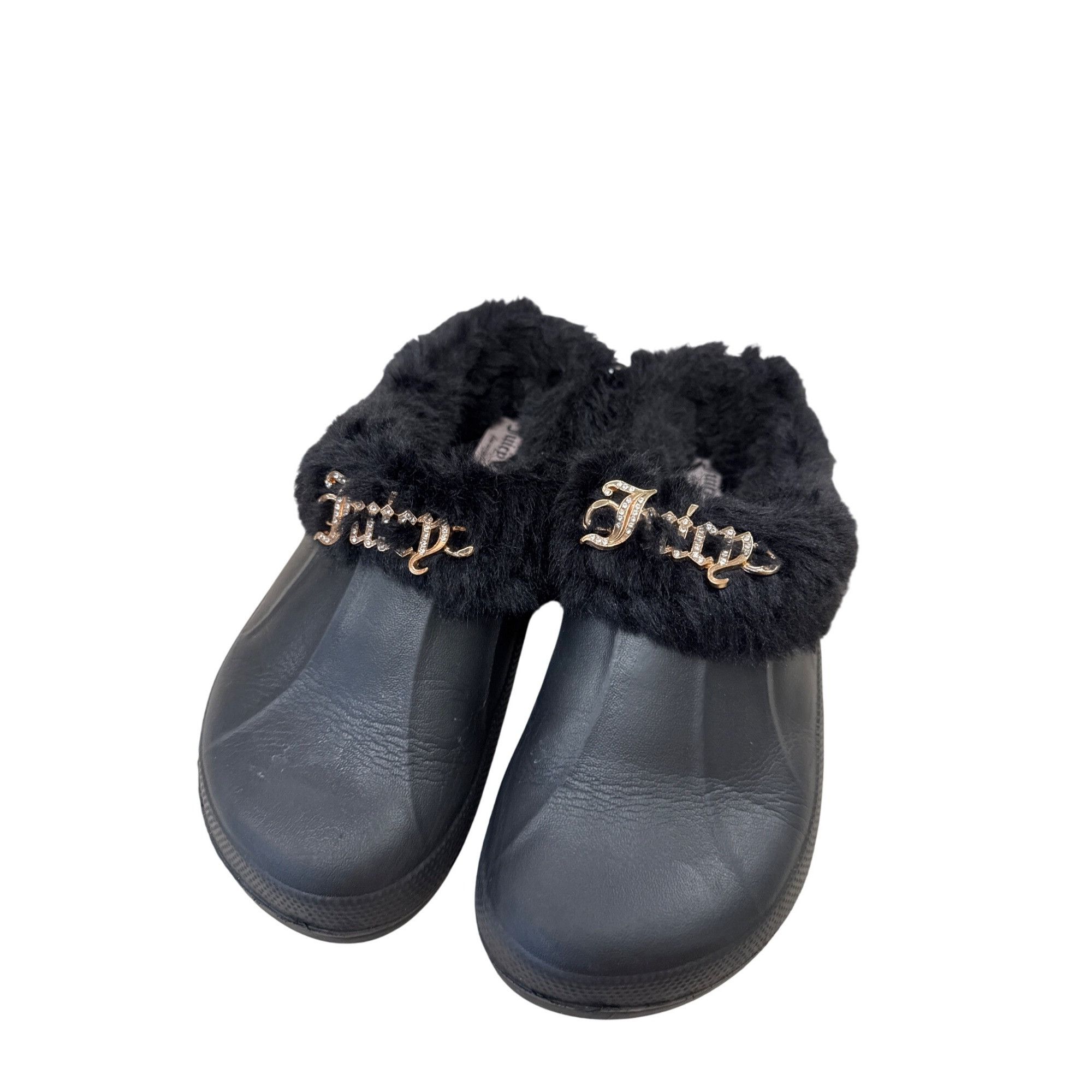 Juicy Couture Juicy Couture Womens Black Faux Fur Lined Slip-On Slippers S Size US 7 / IT 37 - 8 Thumbnail