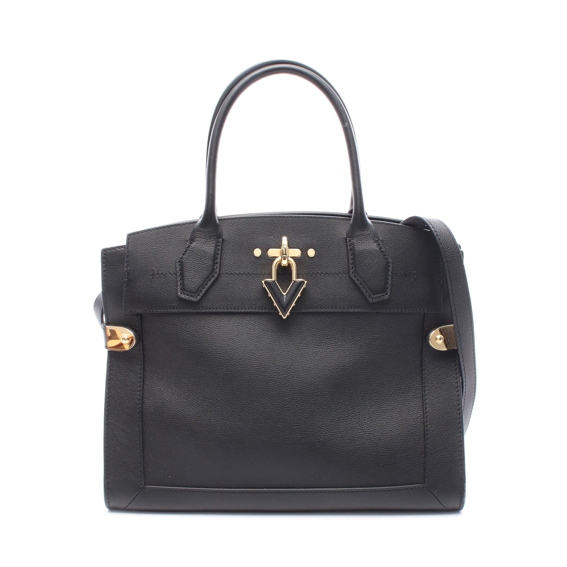 Louis Vuitton Steamer Mm Noir Handbag Leather Black