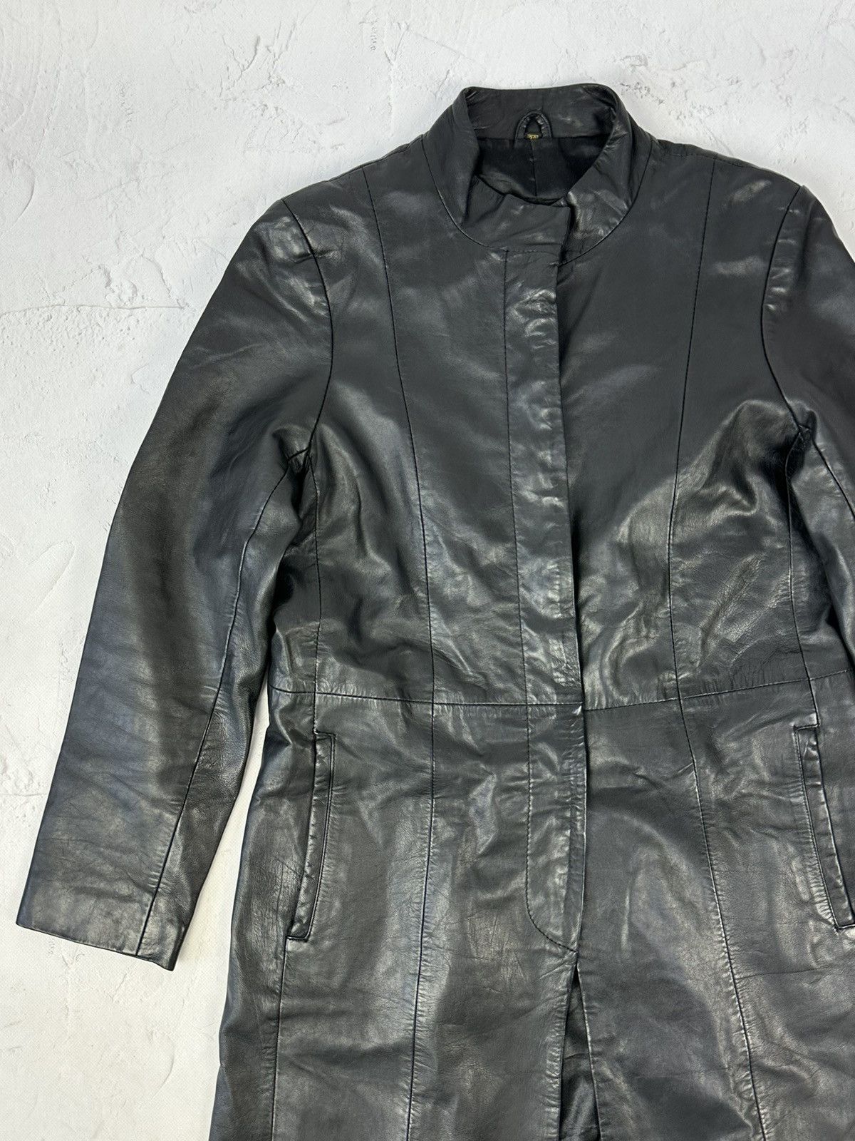 Vintage Vintage Black Leather Trench Coat Size XS / US 0-2 / IT 36-38 - 2 Thumbnail