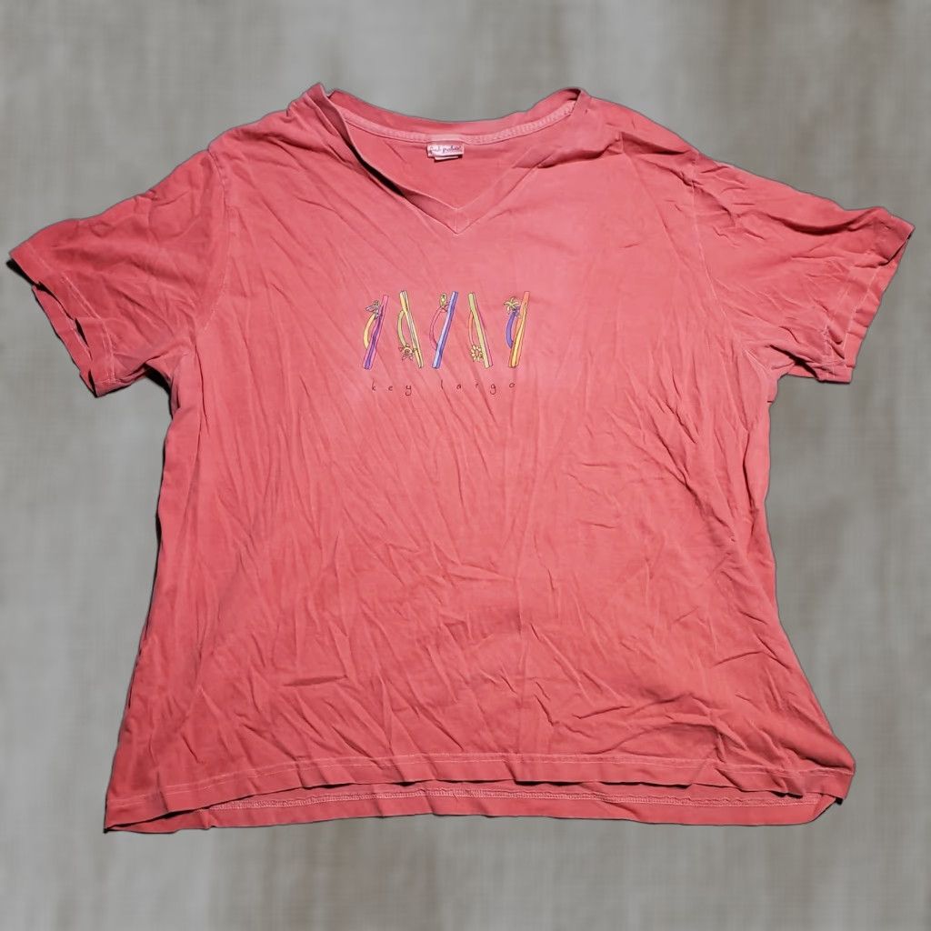 Vintage VINTAGE Key Largo Florida Keys Pink Peach Tee Shirt Short Sleeve Adult Women's Plus 2X Size XXL / US 16-18 / IT 52-54 - 1 Thumbnail