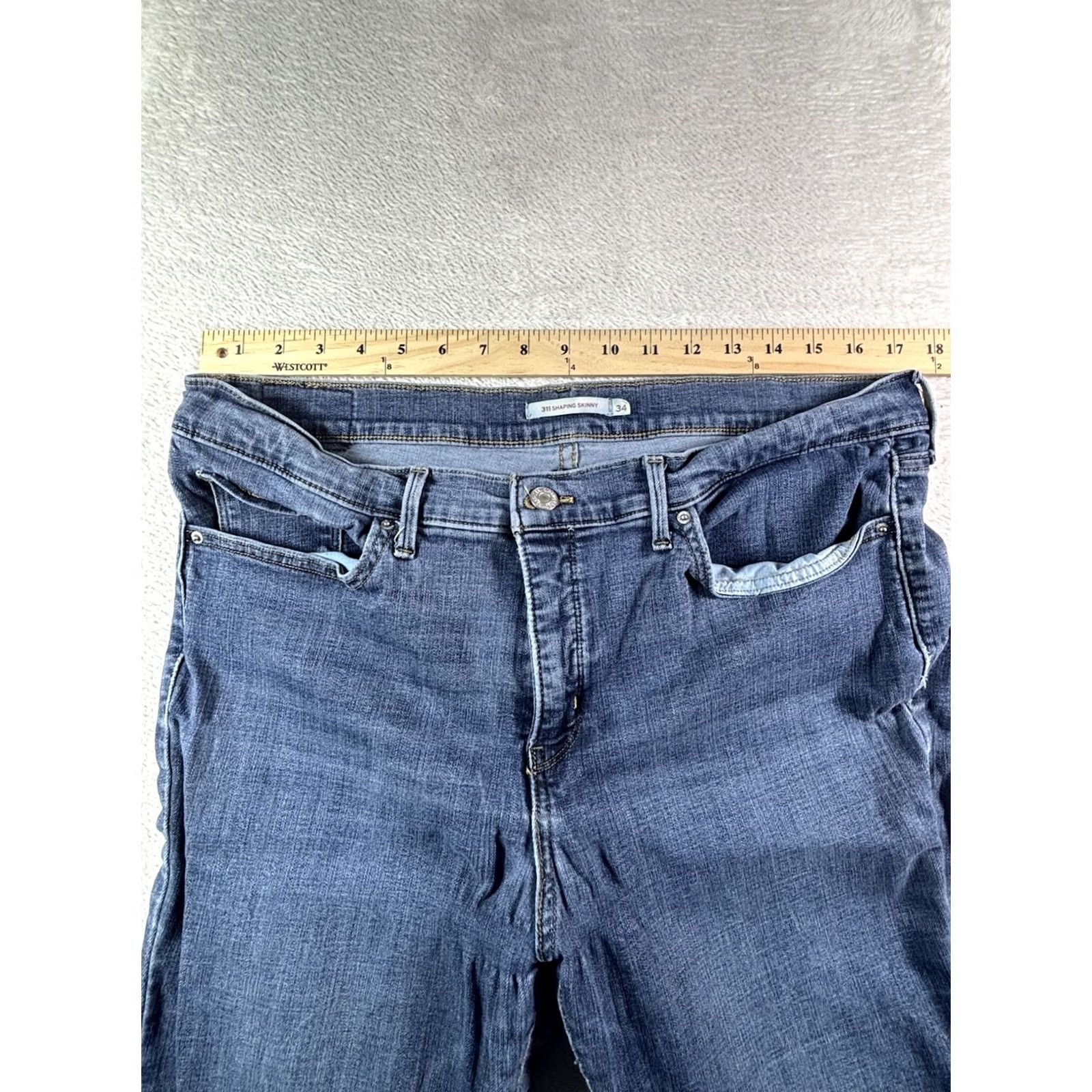 Levi's Levi's 311 Shaping Skinny Jeans Women Dark Wash Distressed 34x32 Denim 5-Pocket Logo Zipper Button Size 24" / US 00 / IT 34 - 7 Thumbnail