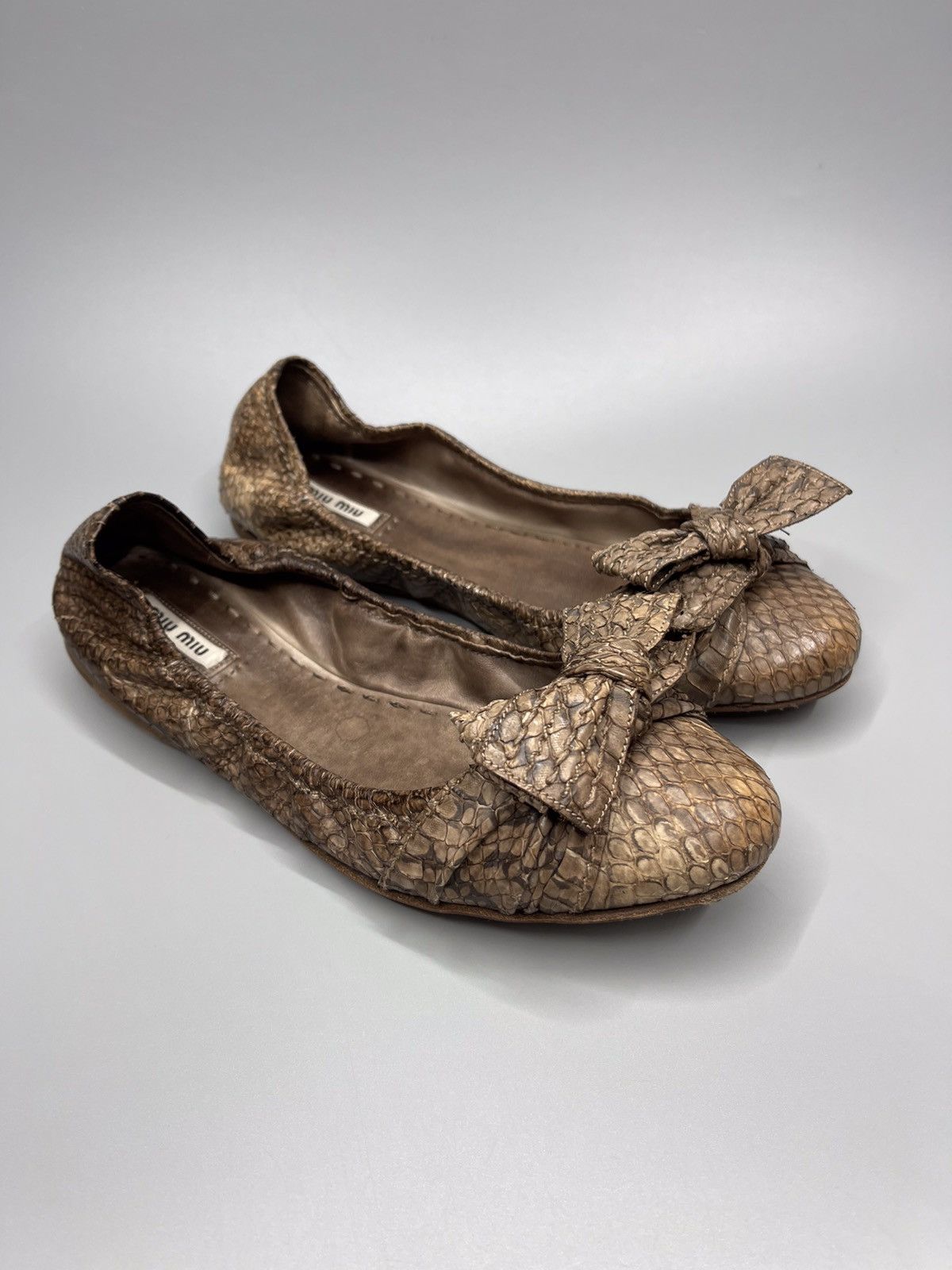 Miu Miu × Prada Miu miu Leather Snake Ballet Flats Size US 9 / IT 39 - 1 Thumbnail