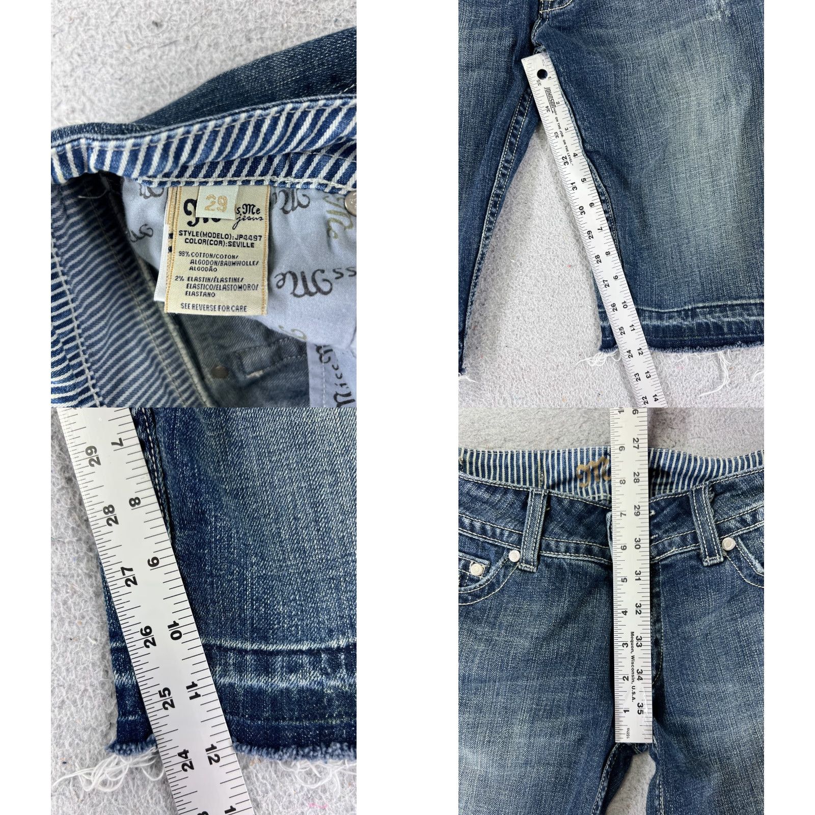 Miss Me Miss Me Denim Shorts Womens 29 Blue Cut-Off Distressed Embellished 12 Inseam Regular Fit Size 29" - 8 Thumbnail