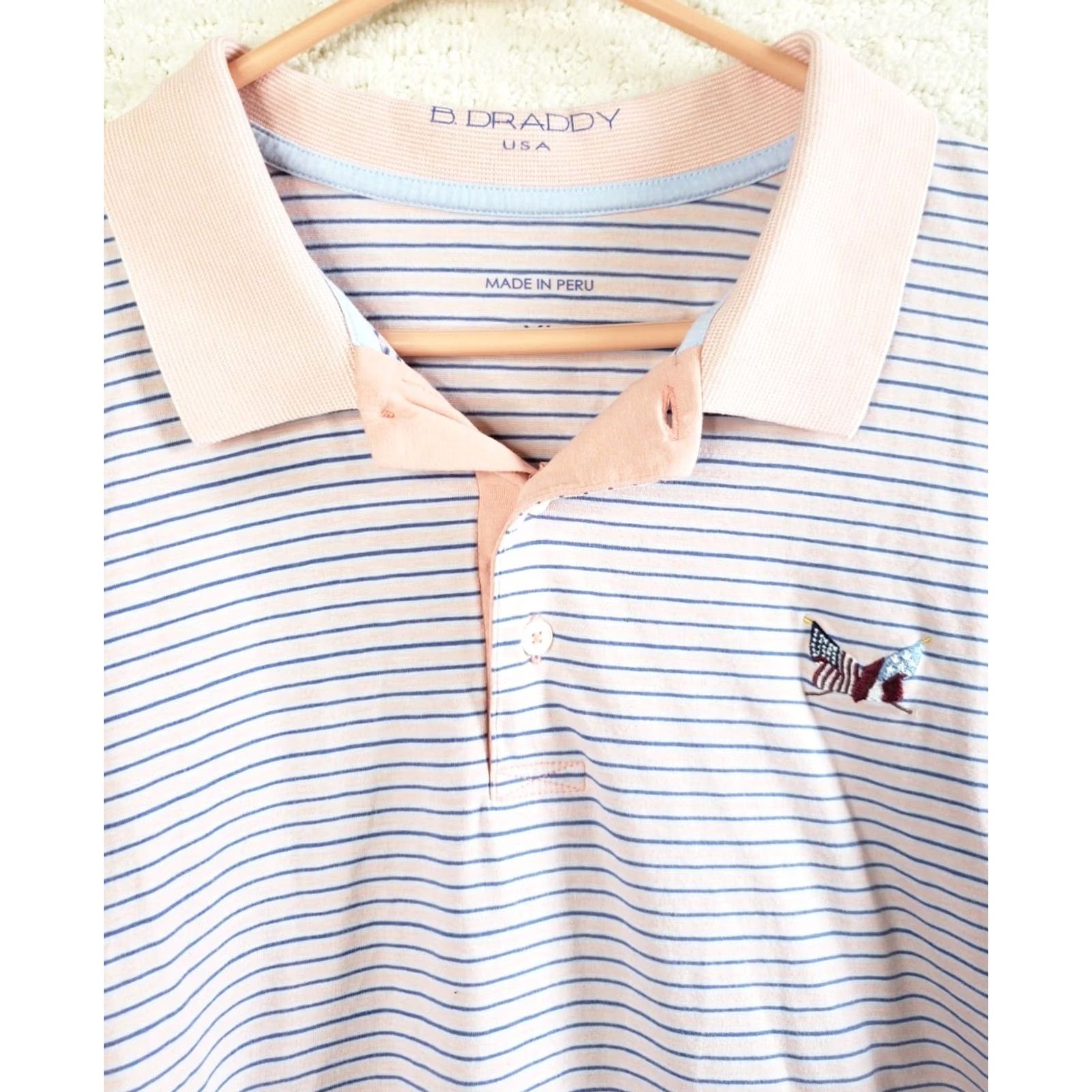 Vintage VINTAGE B Draddy Polo Shirt Men's XL Pink Blue Striped Pocket Golf Size US XL / EU 56 / 4 - 4 Thumbnail