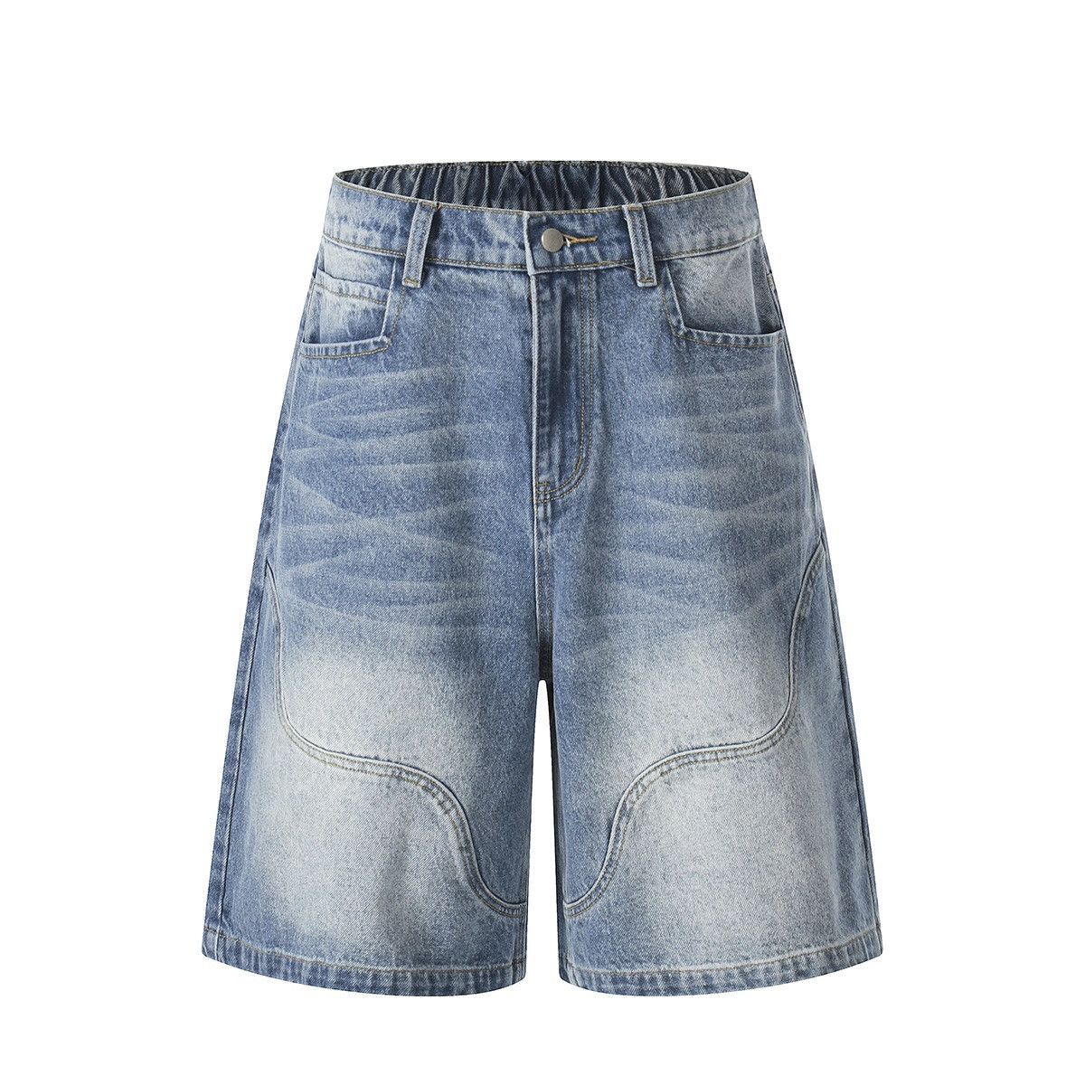 Vintage Men's Retro Washed Straight Leg Patchwork Denim Shorts Size US 32 / EU 48 - 1 Thumbnail