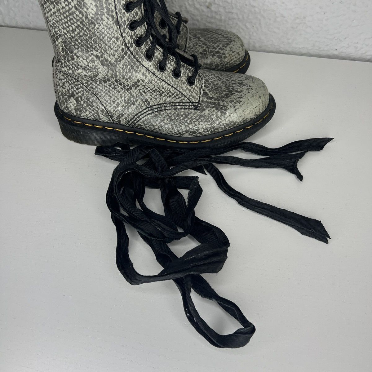 Dr. Martens × Vintage Dr Martens 1460 Pascal Snake Skin Pattern Print Shoes Boots Size US 6 / IT 36 - 9 Thumbnail