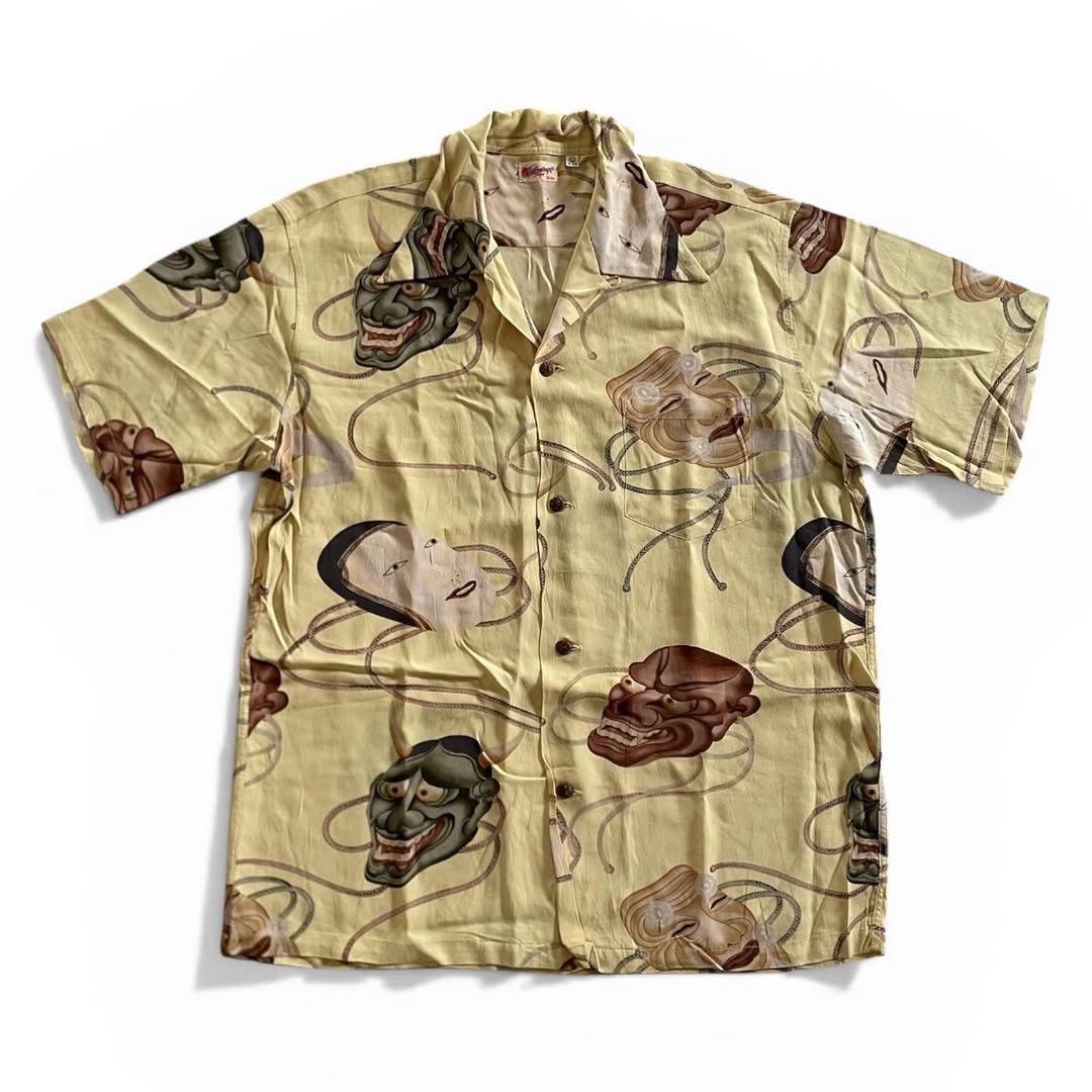 Sun Surf 🔥RARE🔥Sun Surf Noh Mask Hawaiian Aloha Shirt Size US L / EU 52-54 / 3 - 3 Thumbnail