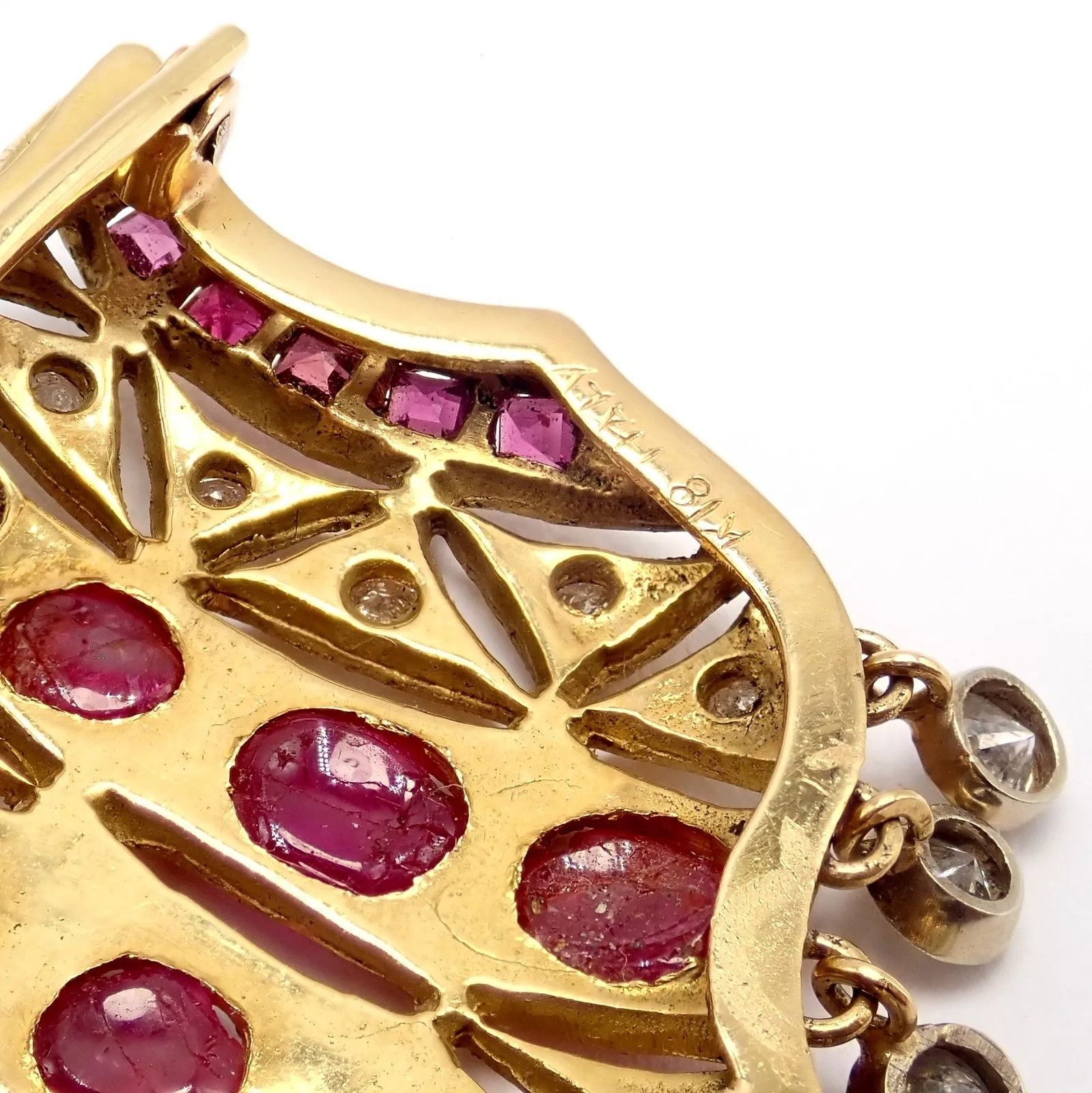 Vintage Ethel Merman 18k Yellow Gold Blackamoor Diamond Ruby Brooch Size ONE SIZE - 6 Thumbnail